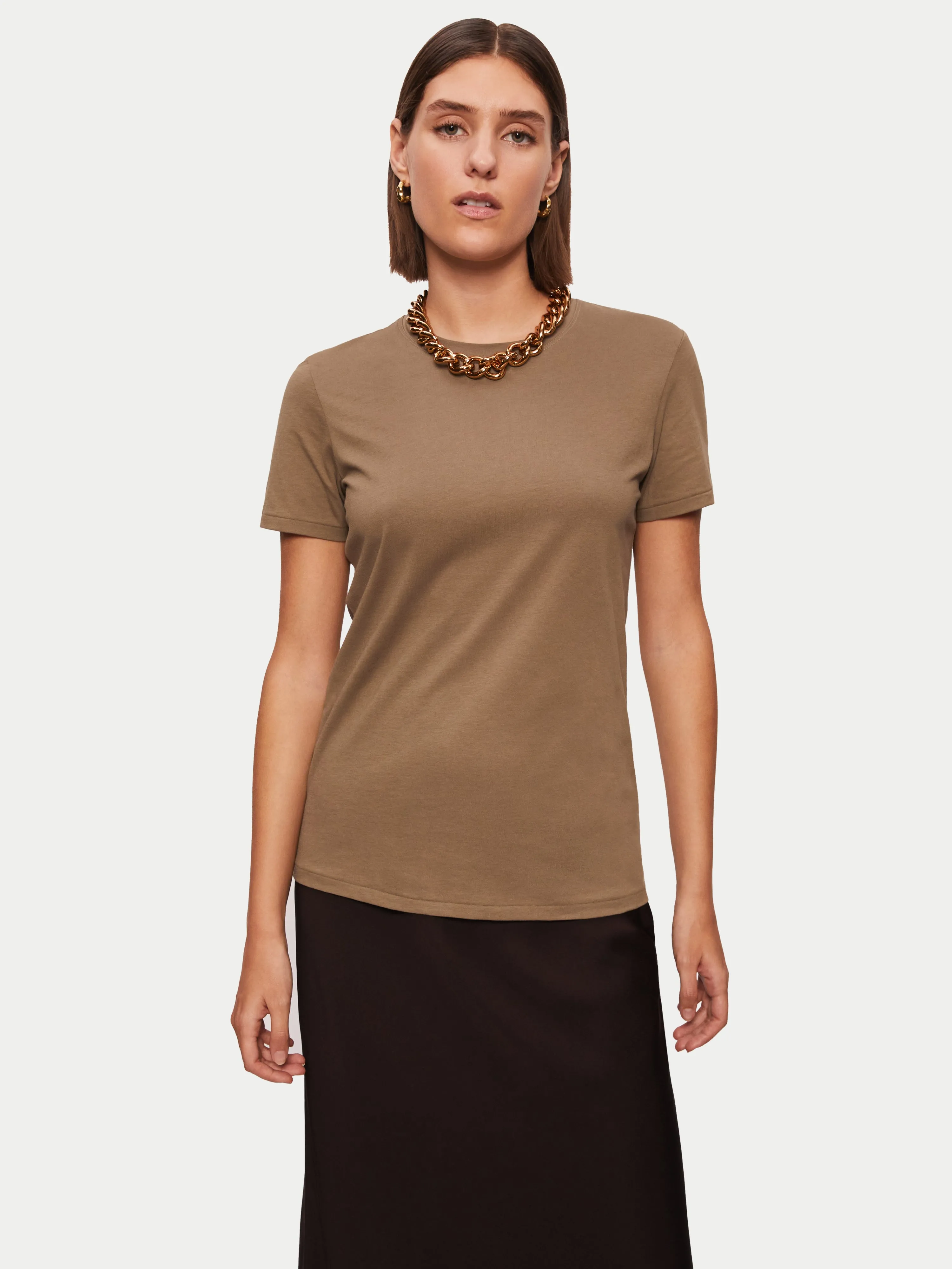 Supima Cotton Crew Neck Tee | Khaki sold by Jigsaw