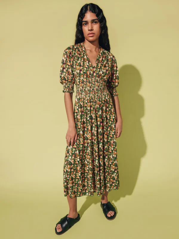 Carnation Smocked Jersey Dress | Green sold by Jigsaw