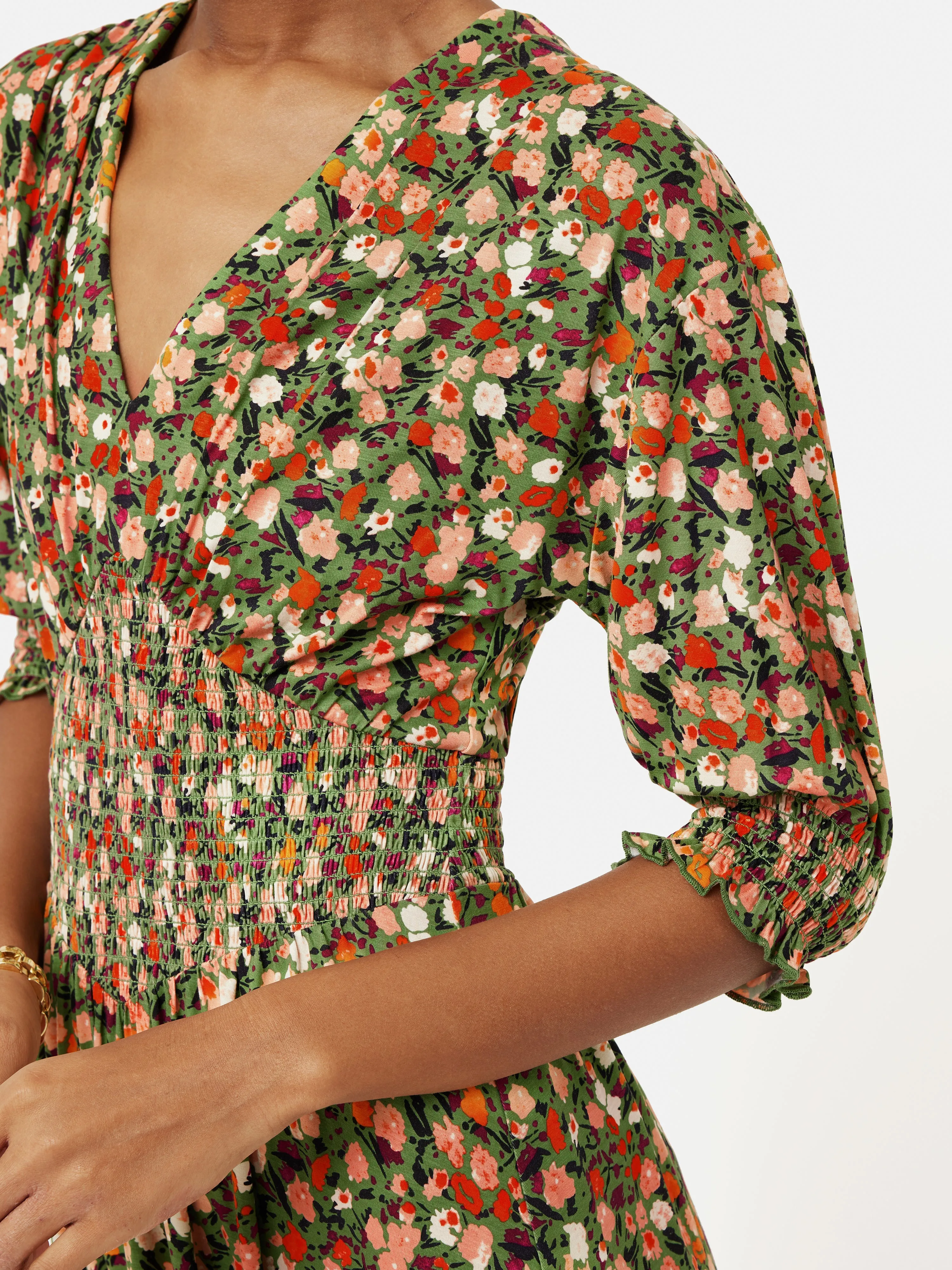 Carnation Smocked Jersey Dress | Green sold by Jigsaw product image thumbnail 3
