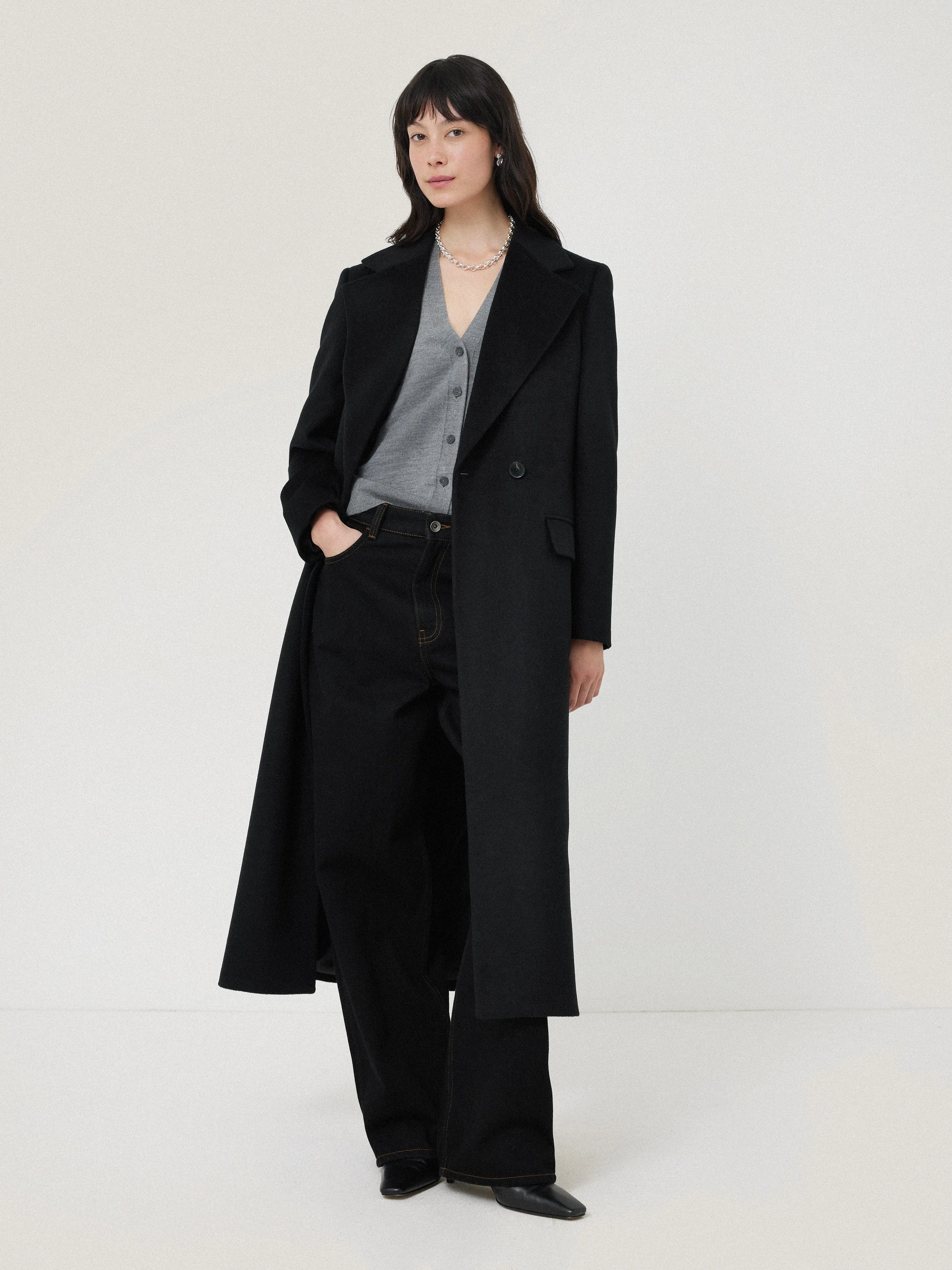 Wool Maxi City Coat | Black sold by Jigsaw