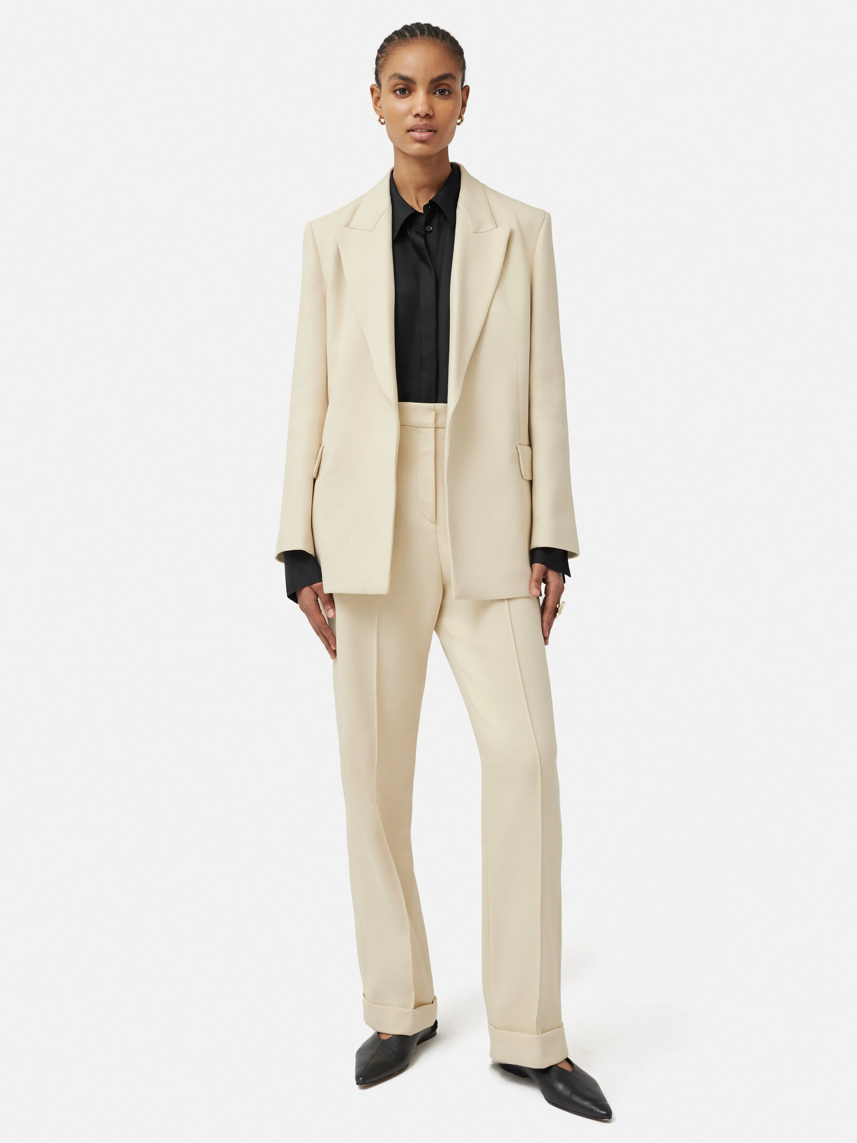 Stitch Detail Silk Twill Shirt | Black sold by Jigsaw product image thumbnail 5