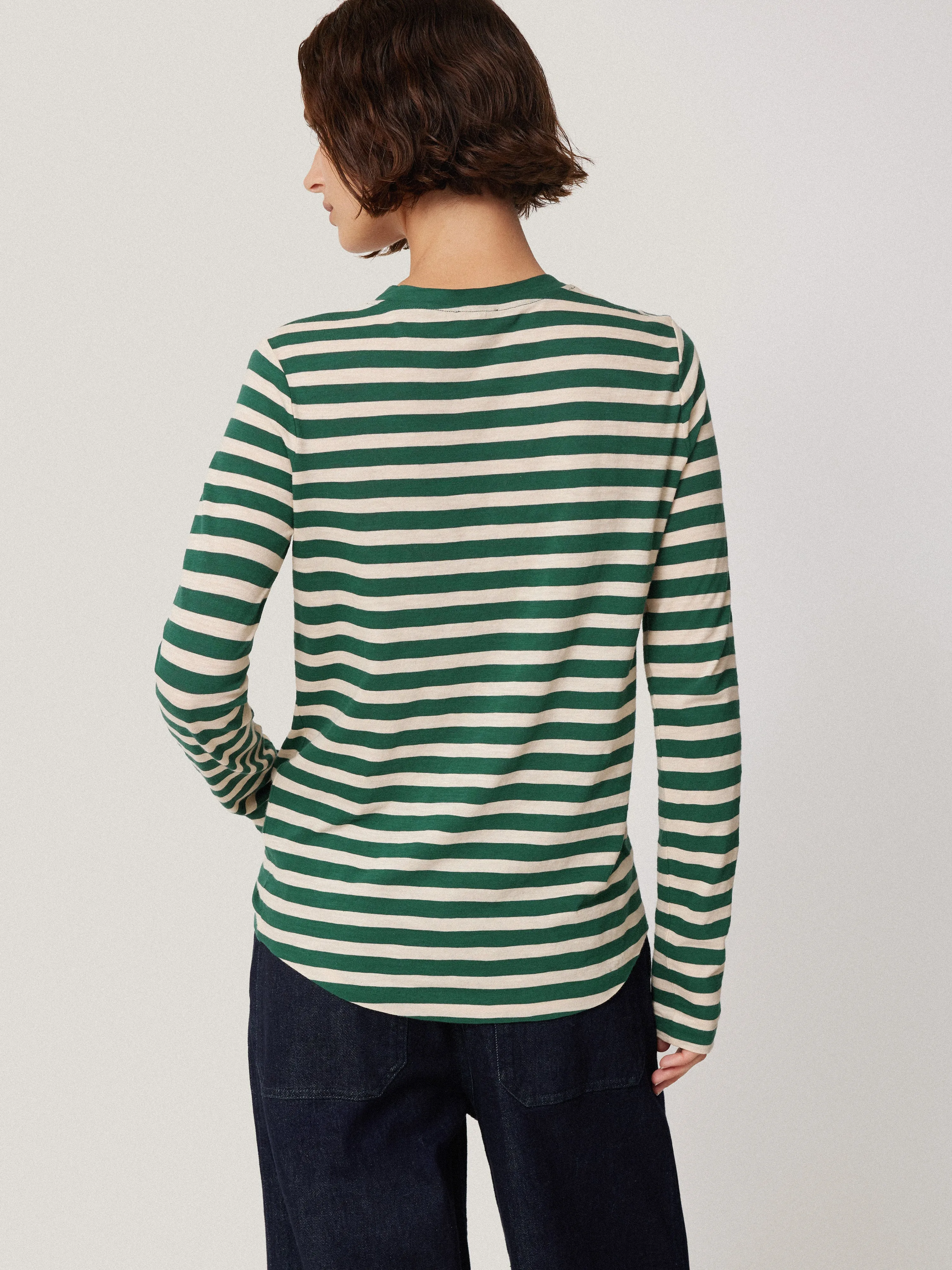 Cotton Slub Stripe Long Sleeve Tee | Green sold by Jigsaw product image thumbnail 5