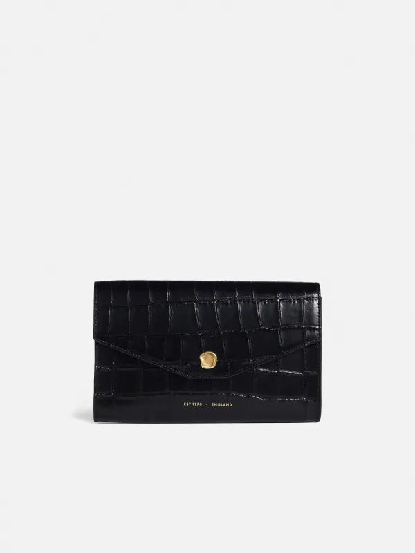 Megan Croc Leather Crossbody | Black sold by Jigsaw