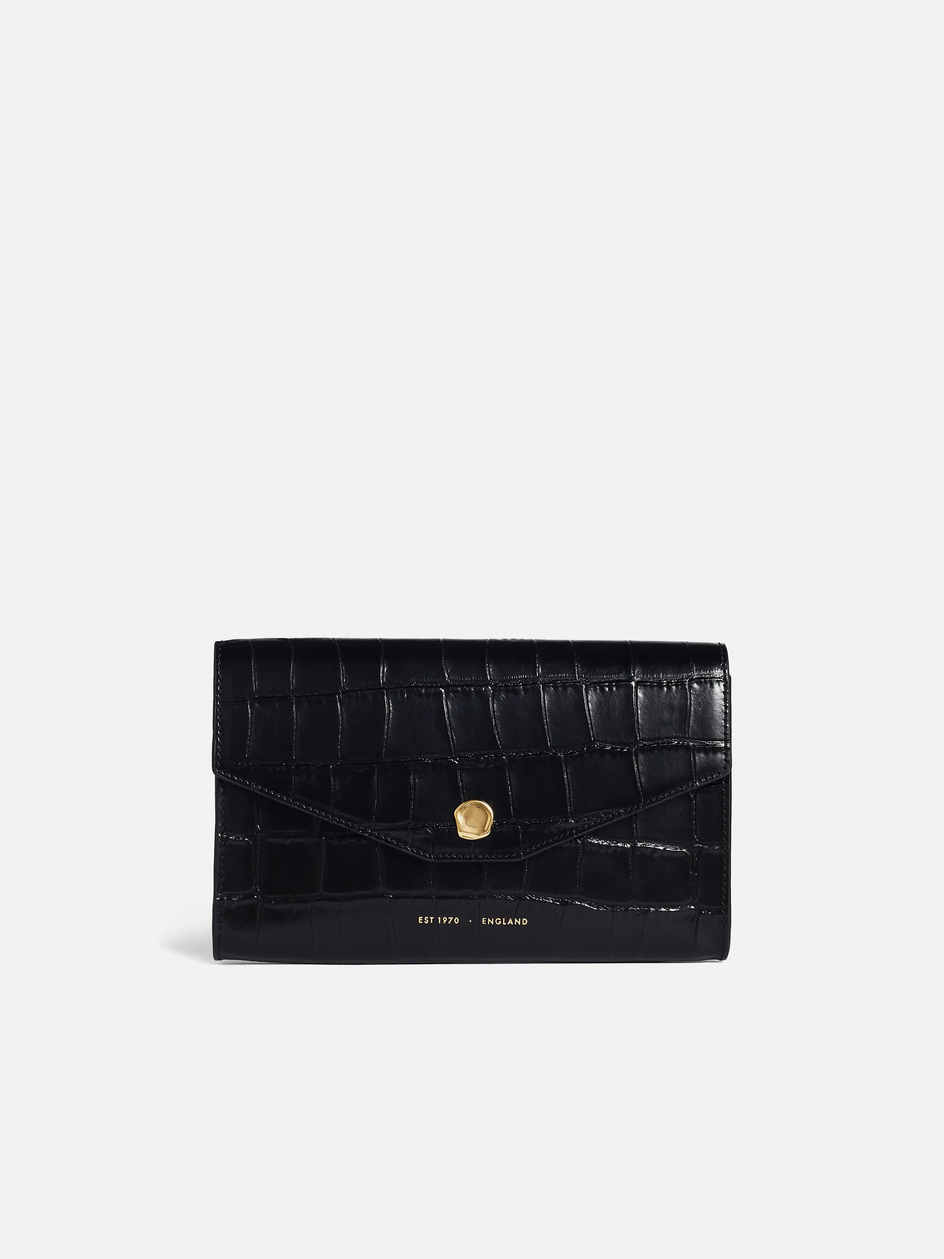 Megan Croc Leather Crossbody | Black sold by Jigsaw