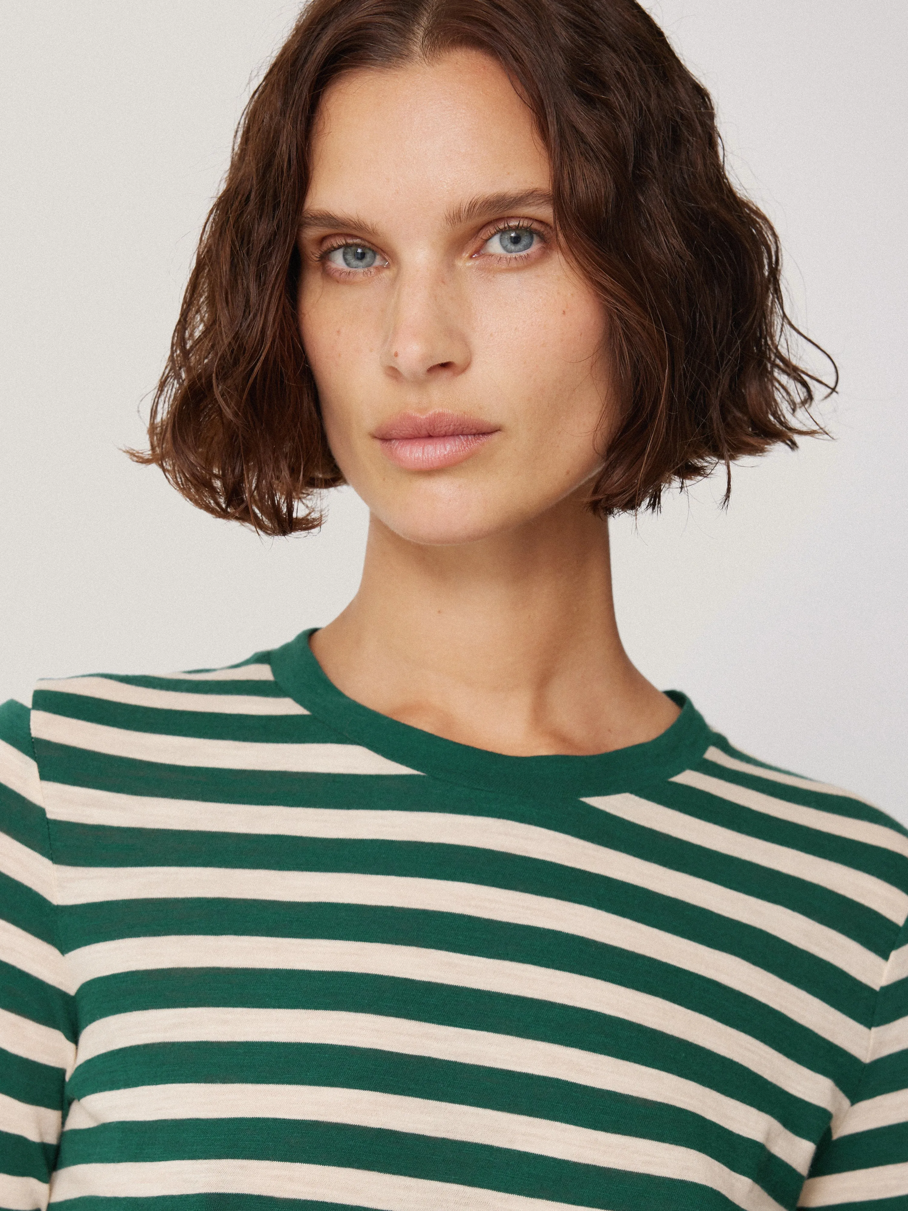 Cotton Slub Stripe Long Sleeve Tee | Green sold by Jigsaw product image thumbnail 2