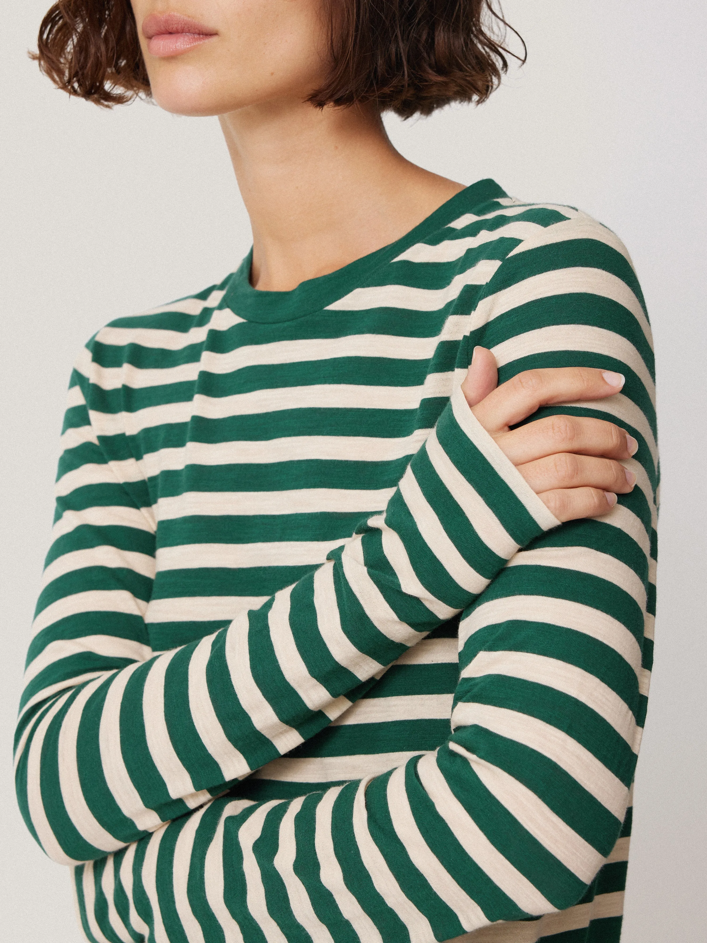 Cotton Slub Stripe Long Sleeve Tee | Green sold by Jigsaw product image thumbnail 4