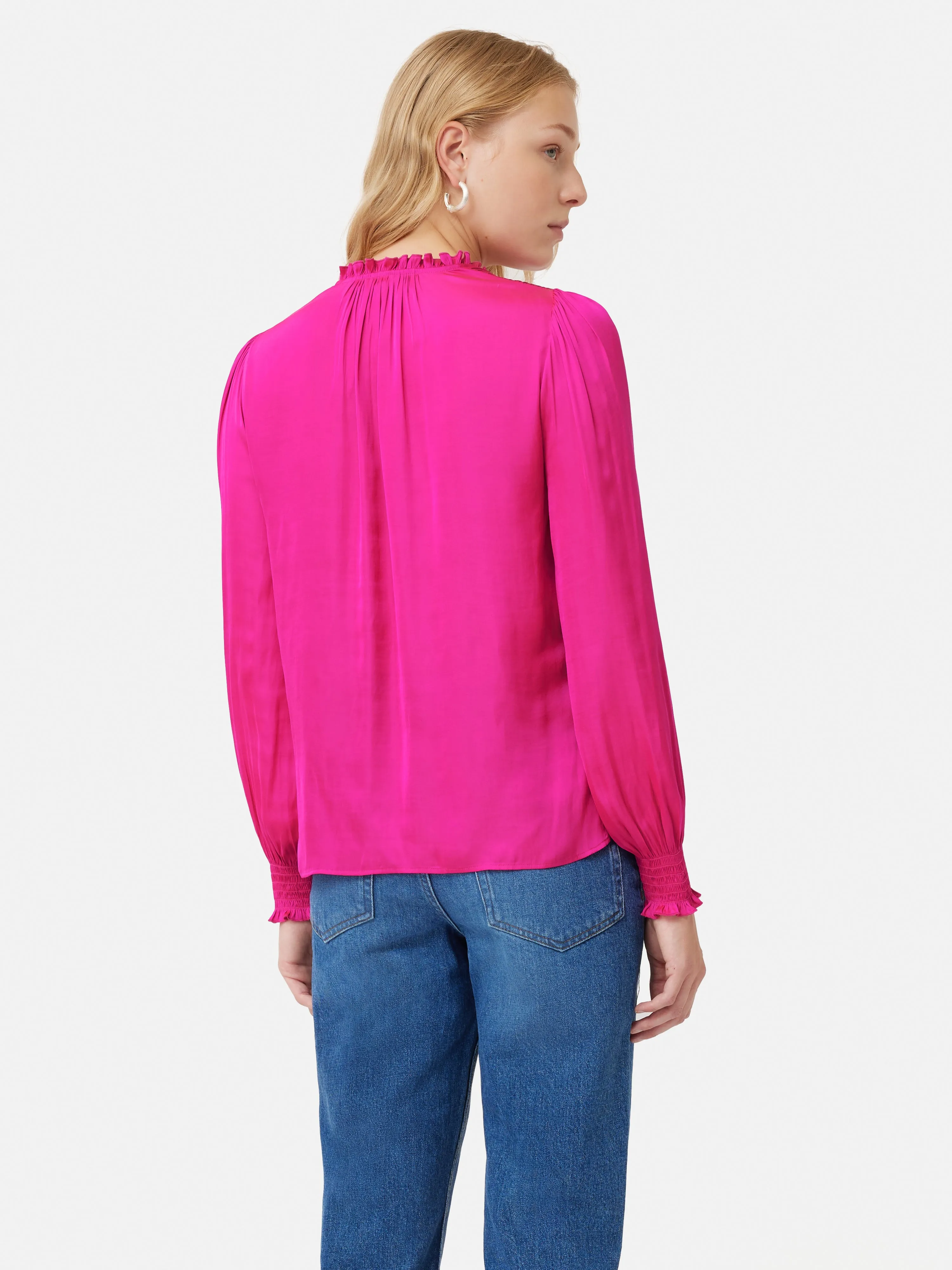 Recycled Satin Long Sleeve Top | Pink sold by Jigsaw product image thumbnail 4