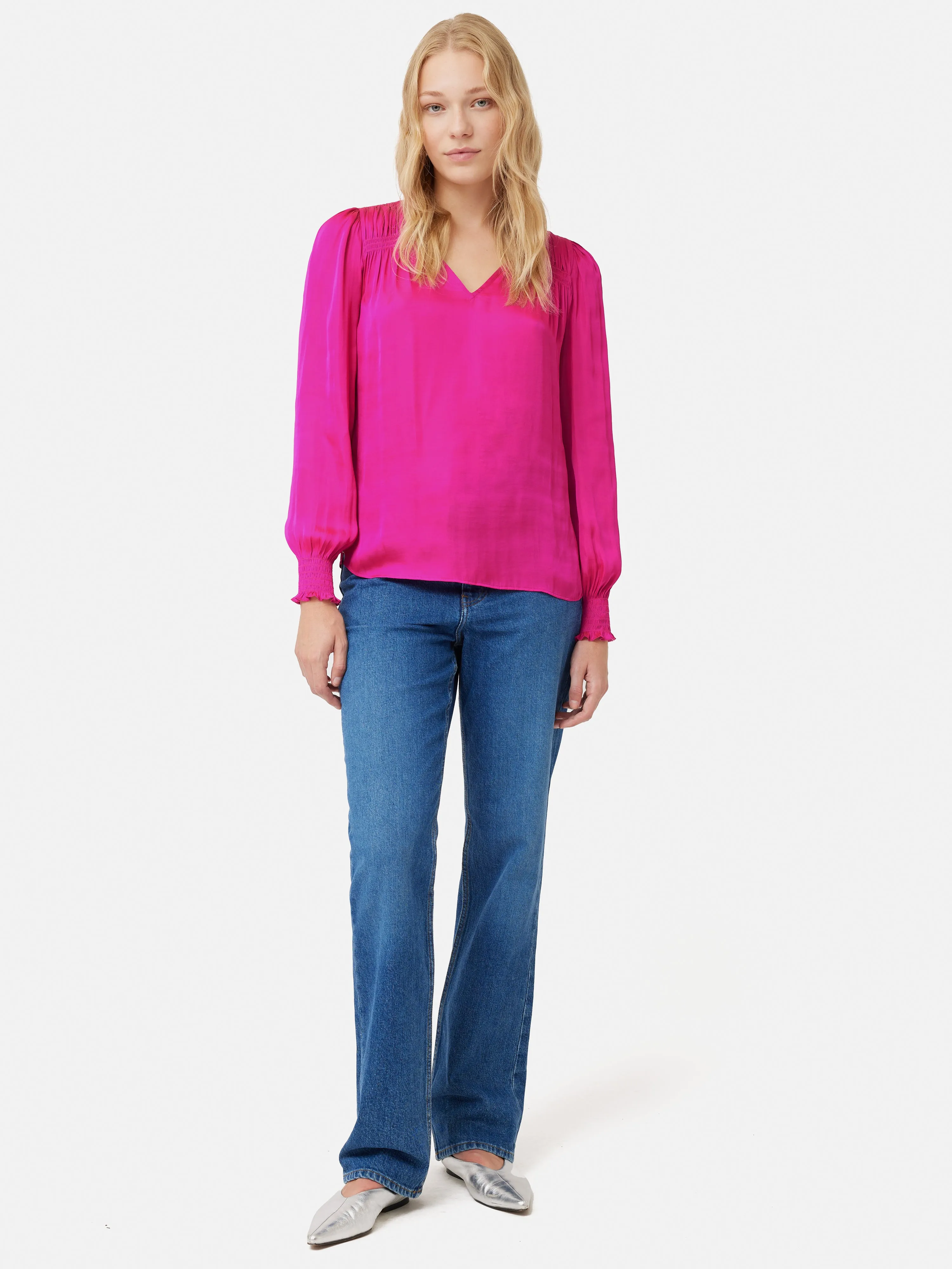 Recycled Satin Long Sleeve Top | Pink sold by Jigsaw product image thumbnail 2