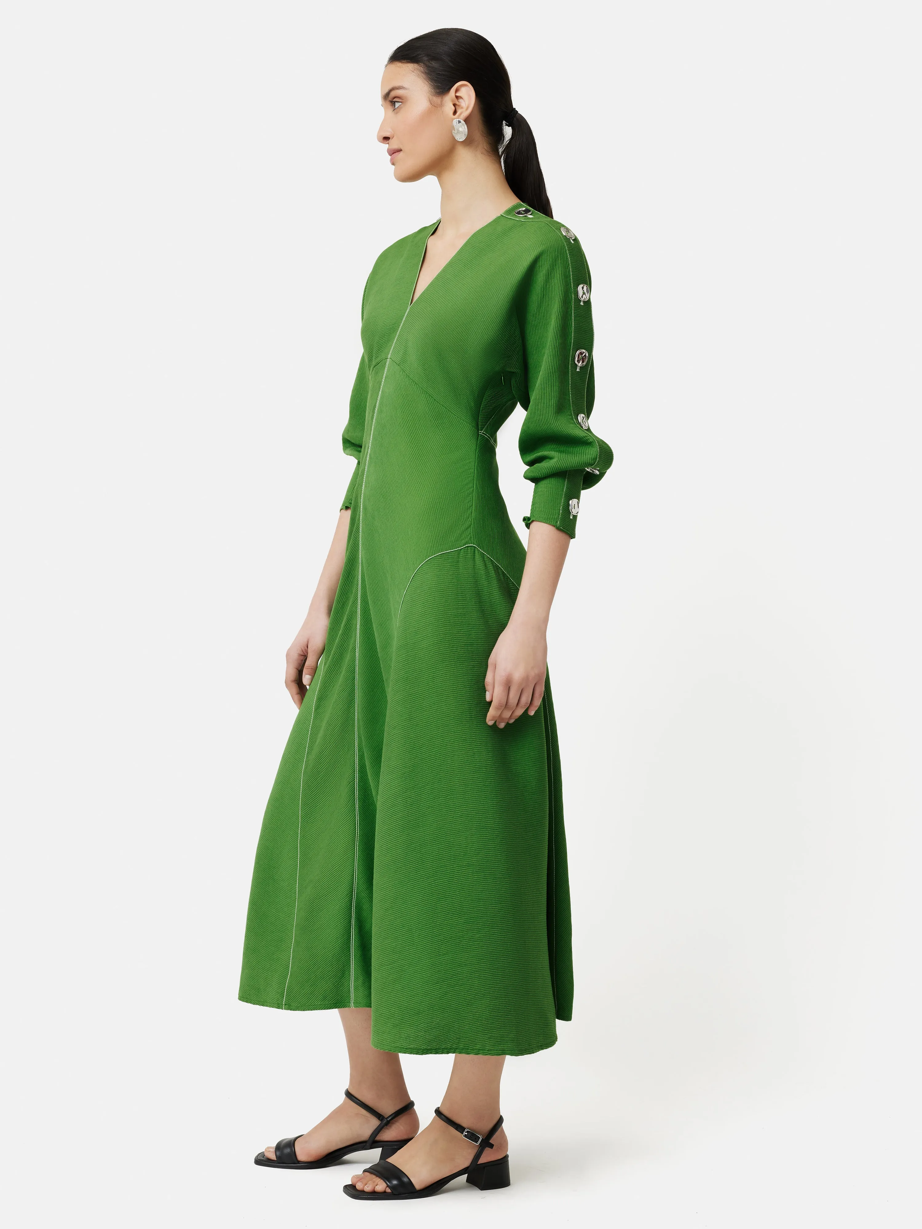 Button Detail Crepe Midi Dress | Green sold by Jigsaw product image thumbnail 2