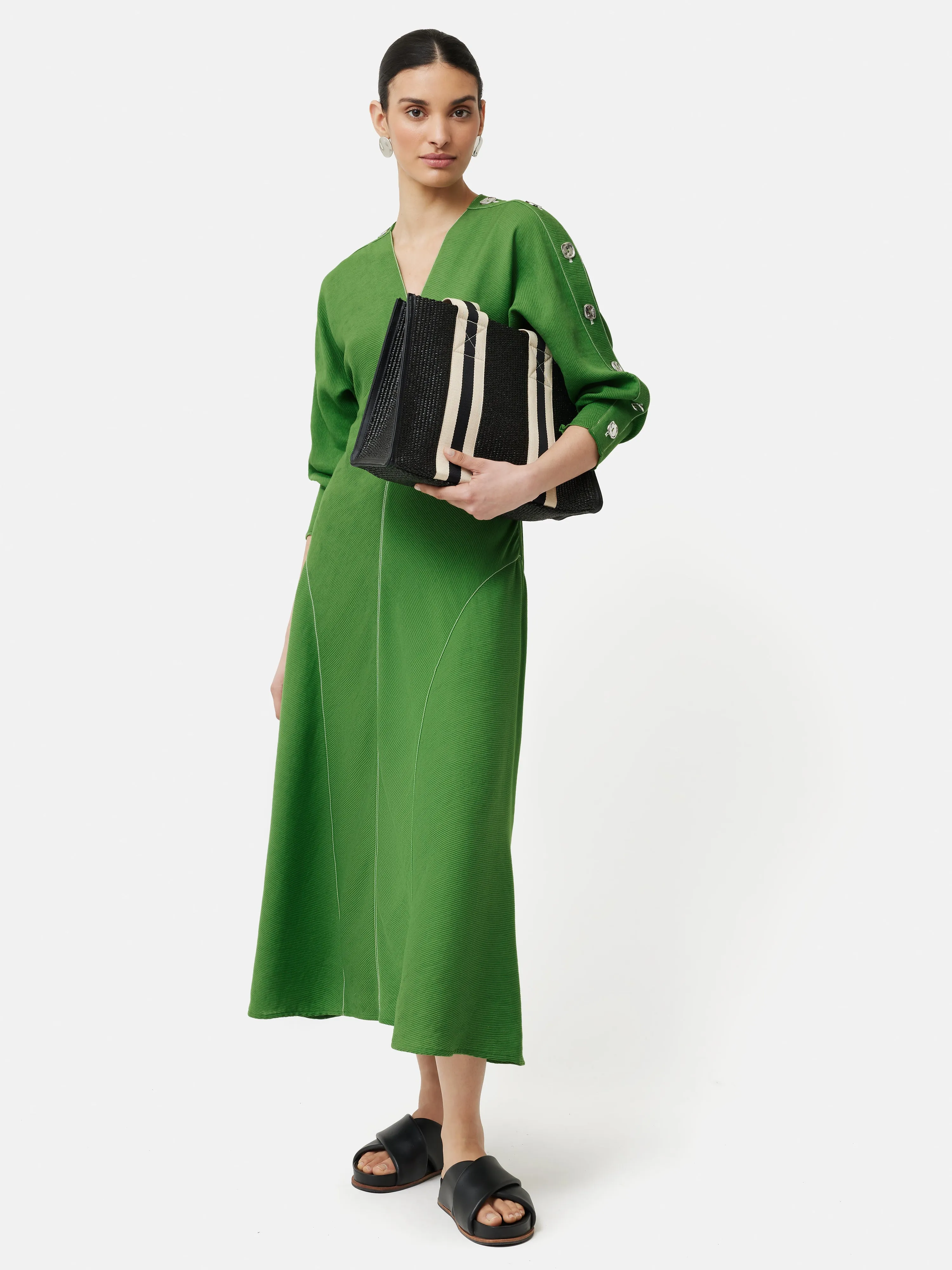 Button Detail Crepe Midi Dress | Green sold by Jigsaw product image thumbnail 5
