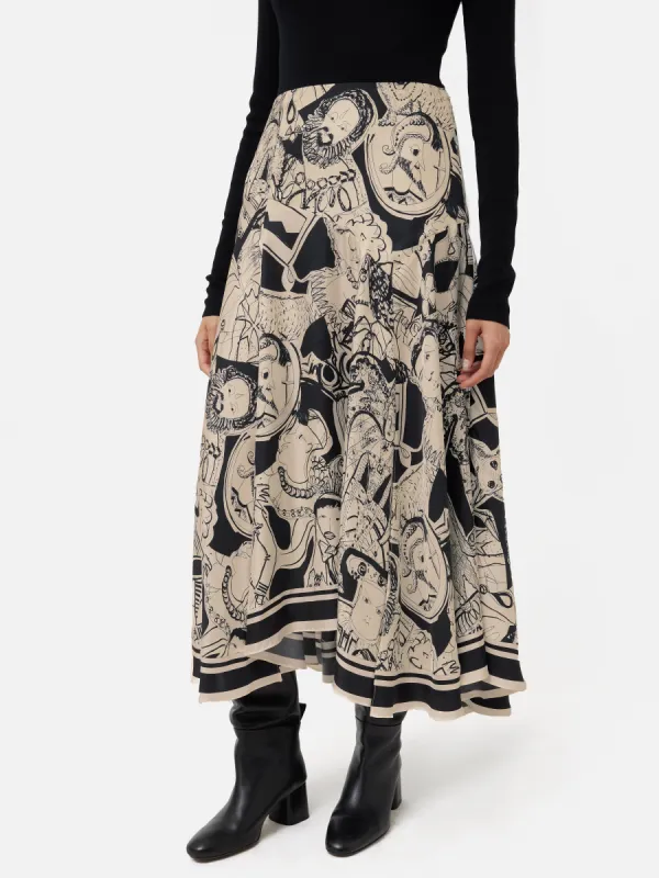 Kings & Queens Silk Skirt | Monochrome sold by Jigsaw