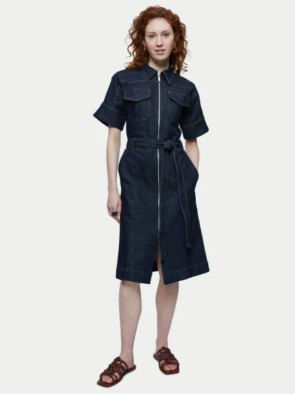 Denim Utility Zip Front Dress | Indigo sold by Jigsaw