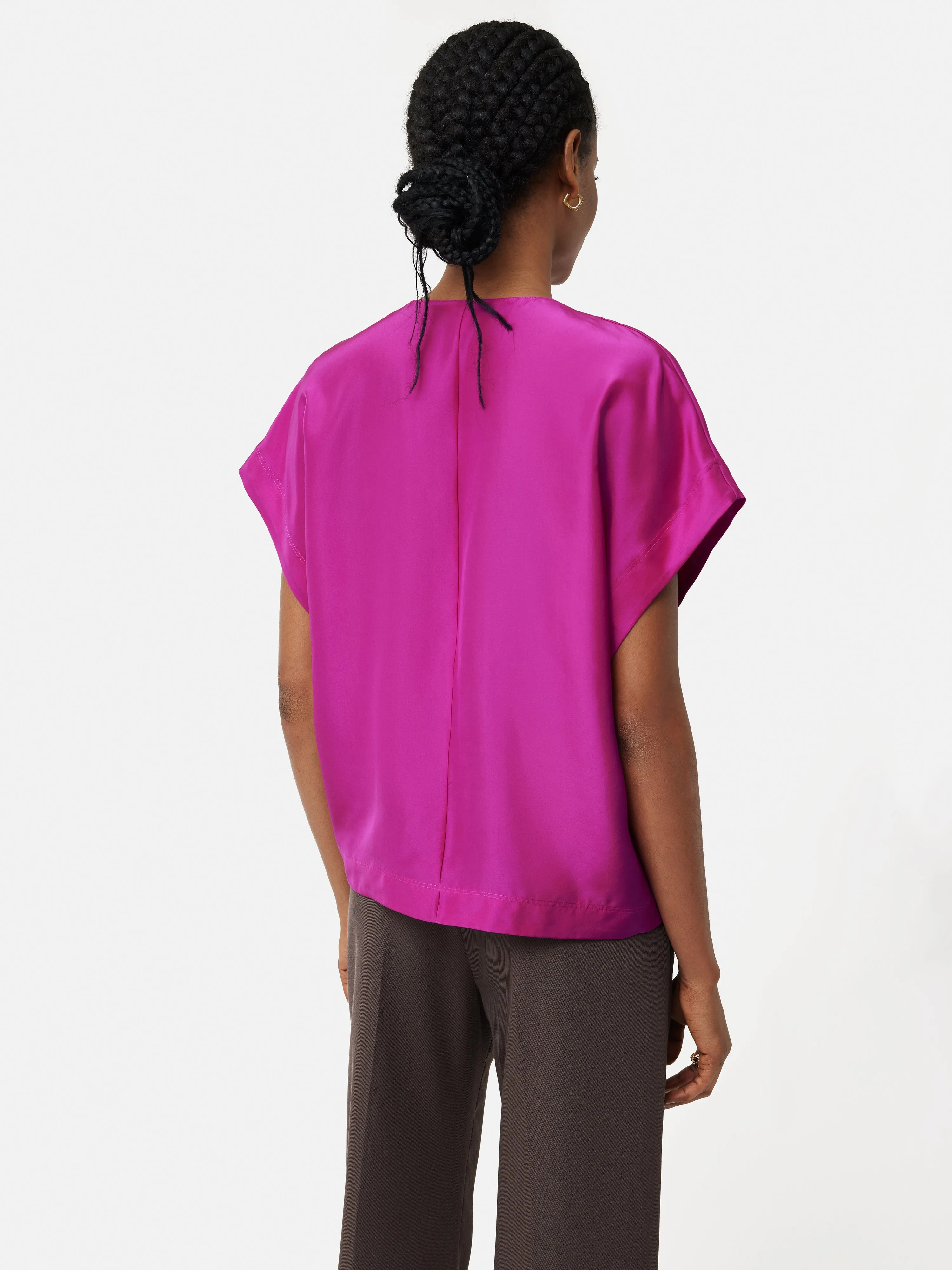 Silk Habotai V Neck Top | Pink sold by Jigsaw product image thumbnail 4