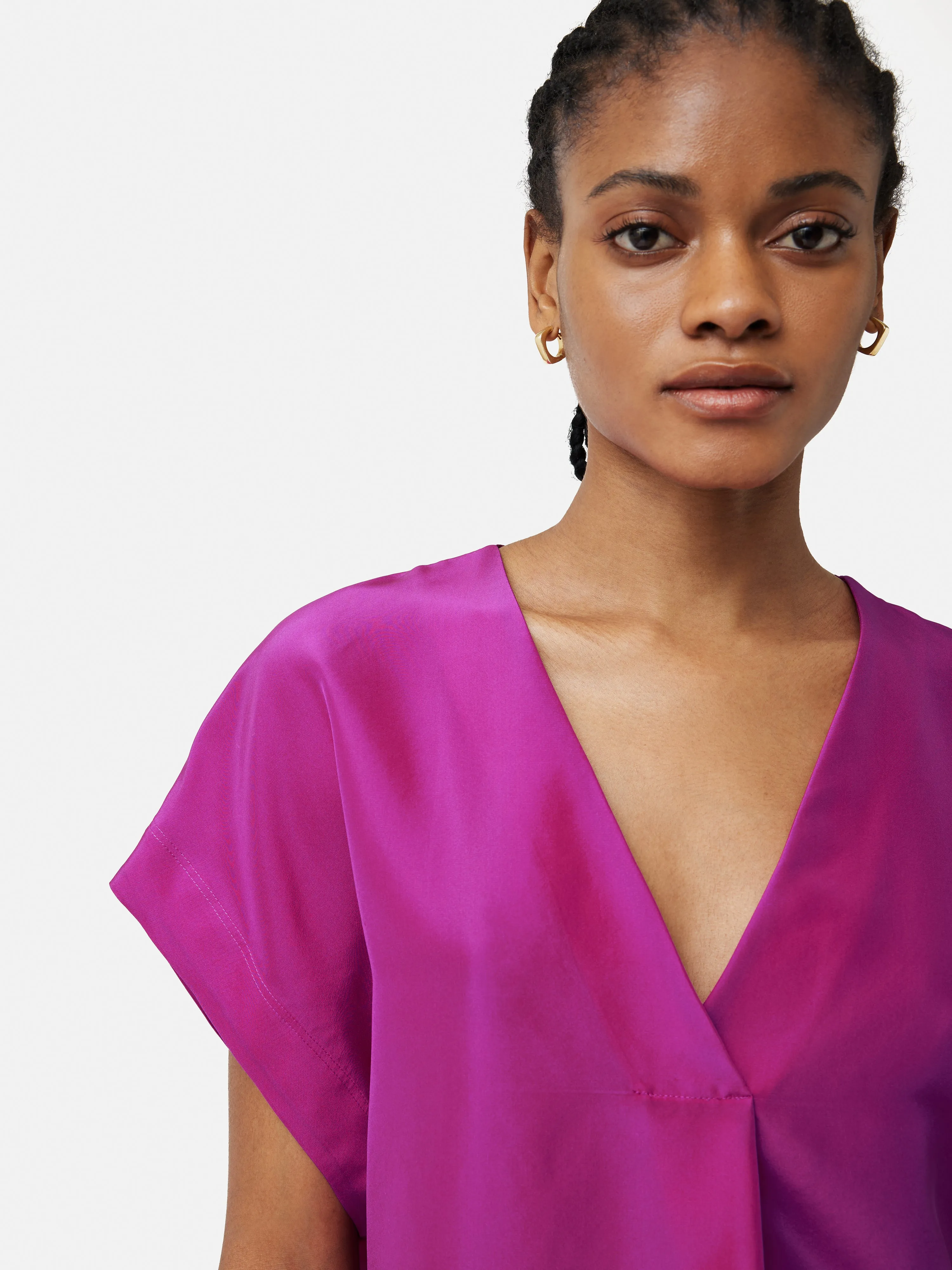 Silk Habotai V Neck Top | Pink sold by Jigsaw product image thumbnail 2