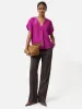 Silk Habotai V Neck Top | Pink sold by Jigsaw