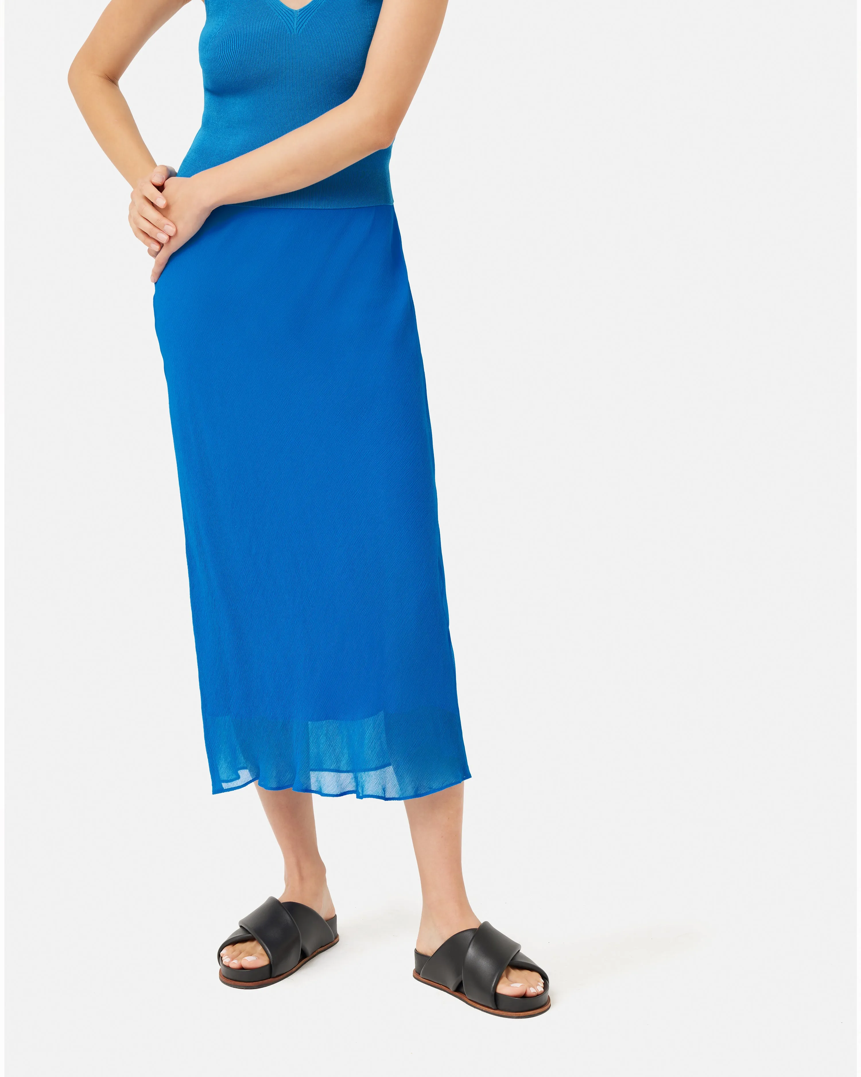 Crinkle Bias Maxi Skirt | Blue sold by Jigsaw product image thumbnail 3