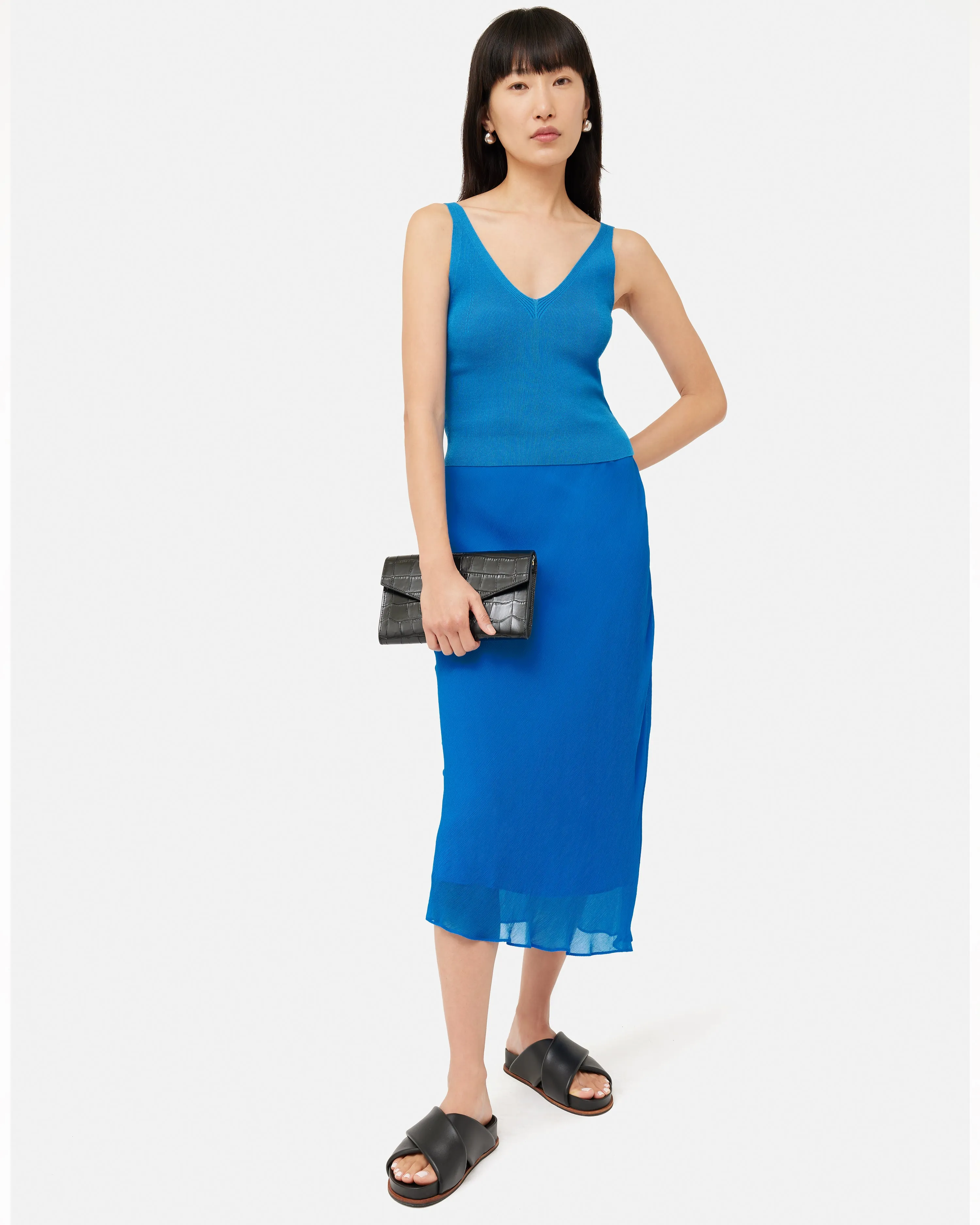 Crinkle Bias Maxi Skirt | Blue sold by Jigsaw product image thumbnail 2