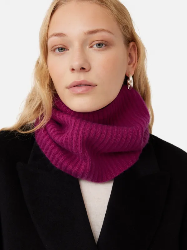 Wool Cashmere Blend Snood | Raspberry sold by Jigsaw