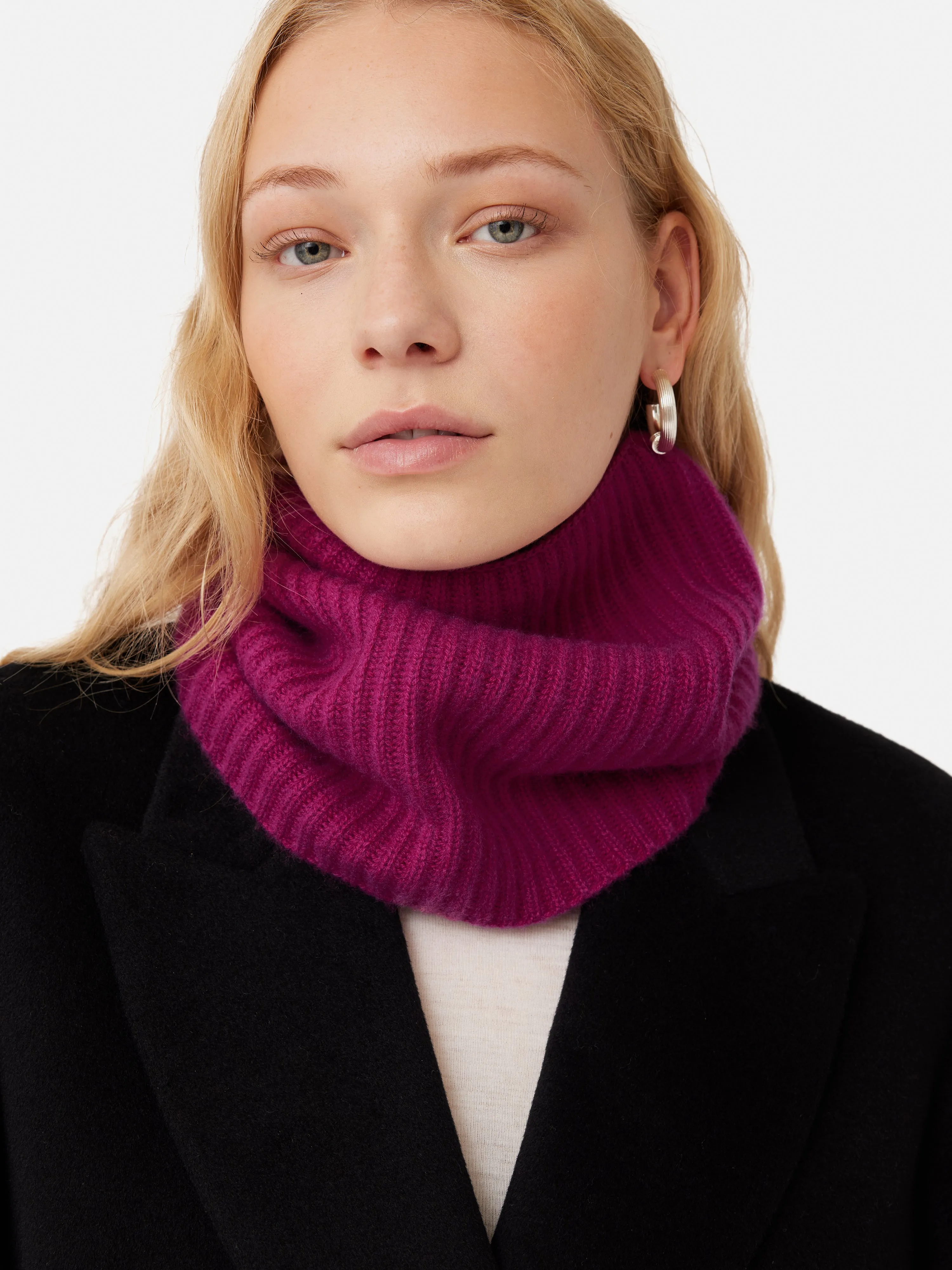 Wool Cashmere Blend Snood | Raspberry sold by Jigsaw