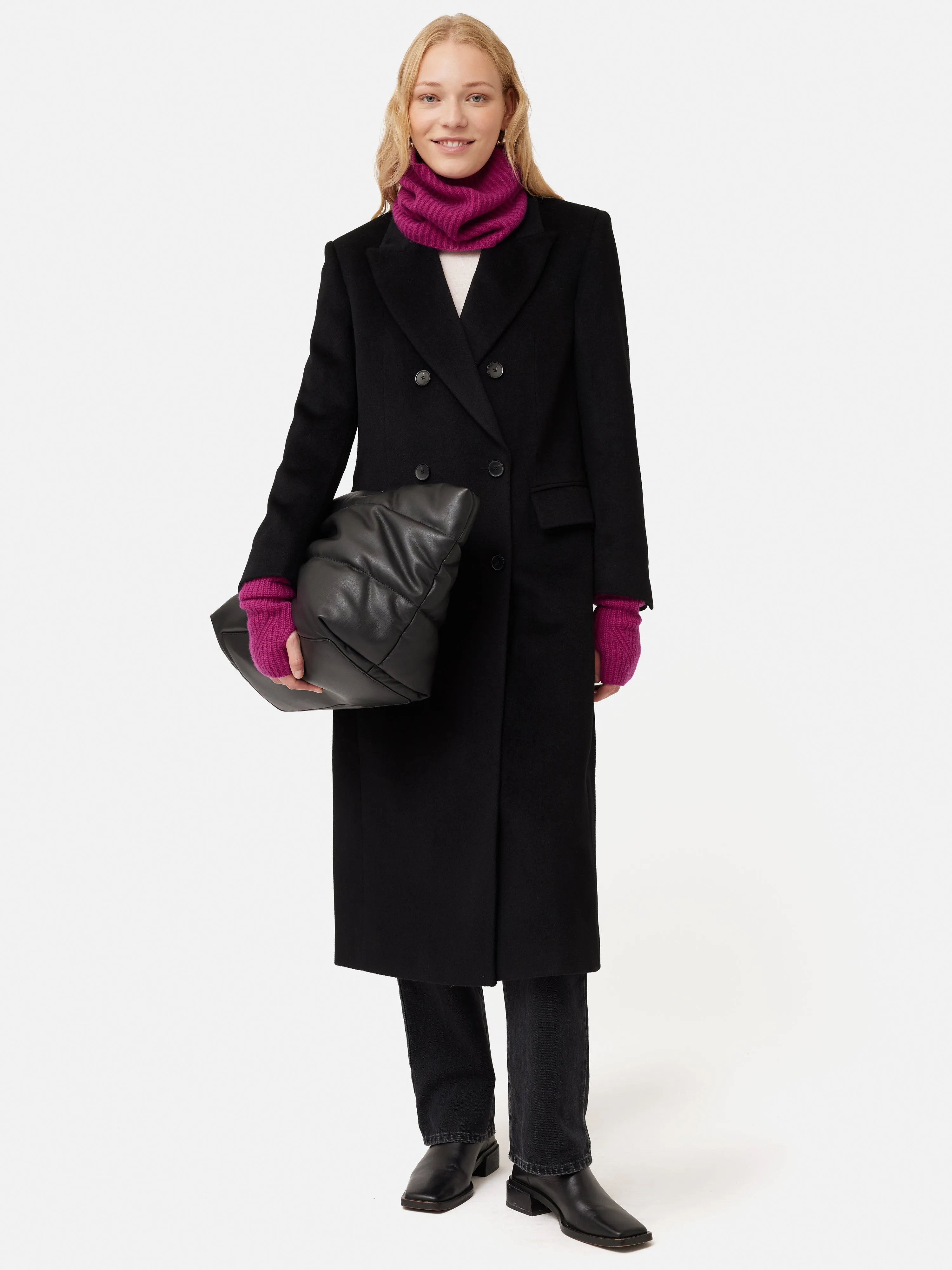 Wool Cashmere Blend Snood | Raspberry sold by Jigsaw product image thumbnail 2