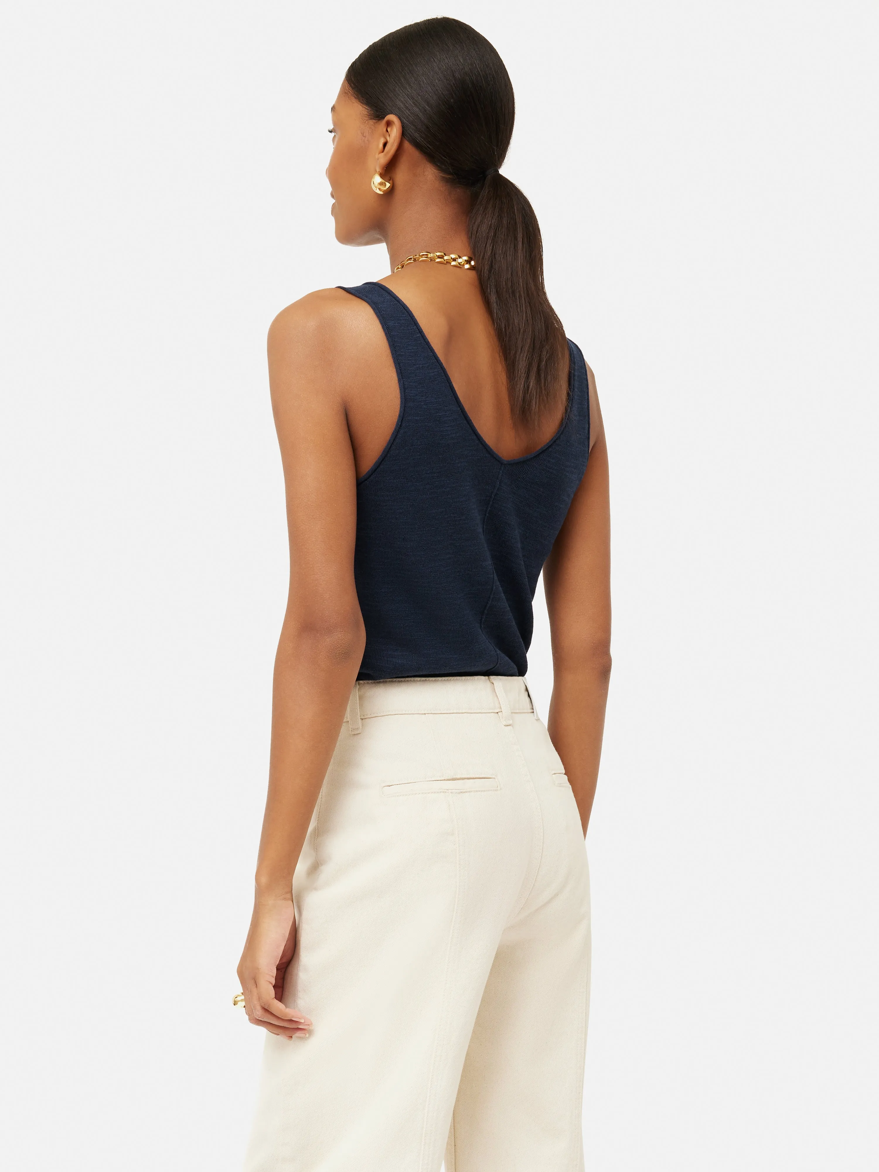 Linen Cotton V Neck Vest | Blue sold by Jigsaw product image thumbnail 4