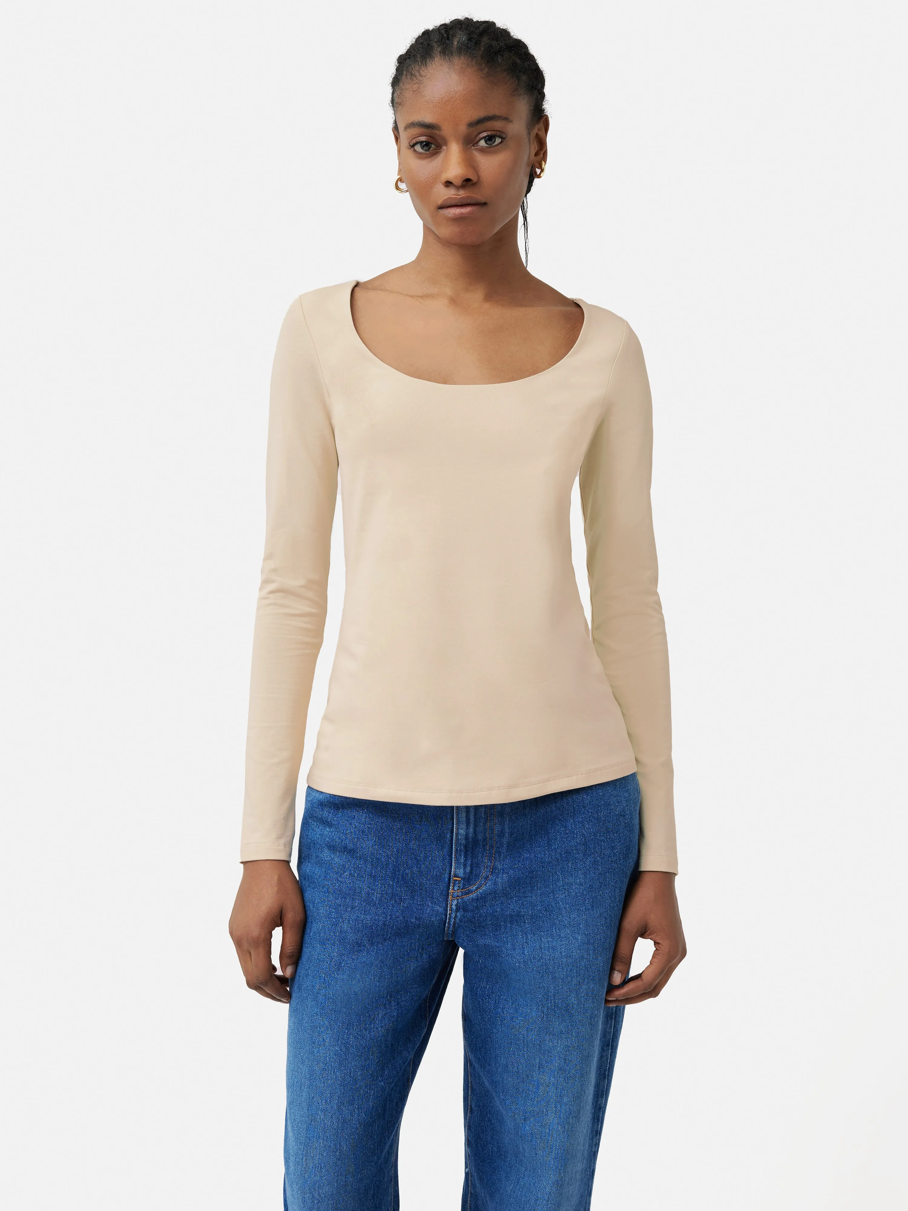 Double Front Ballet Neck Top | Pale Sand sold by Jigsaw product image thumbnail 4
