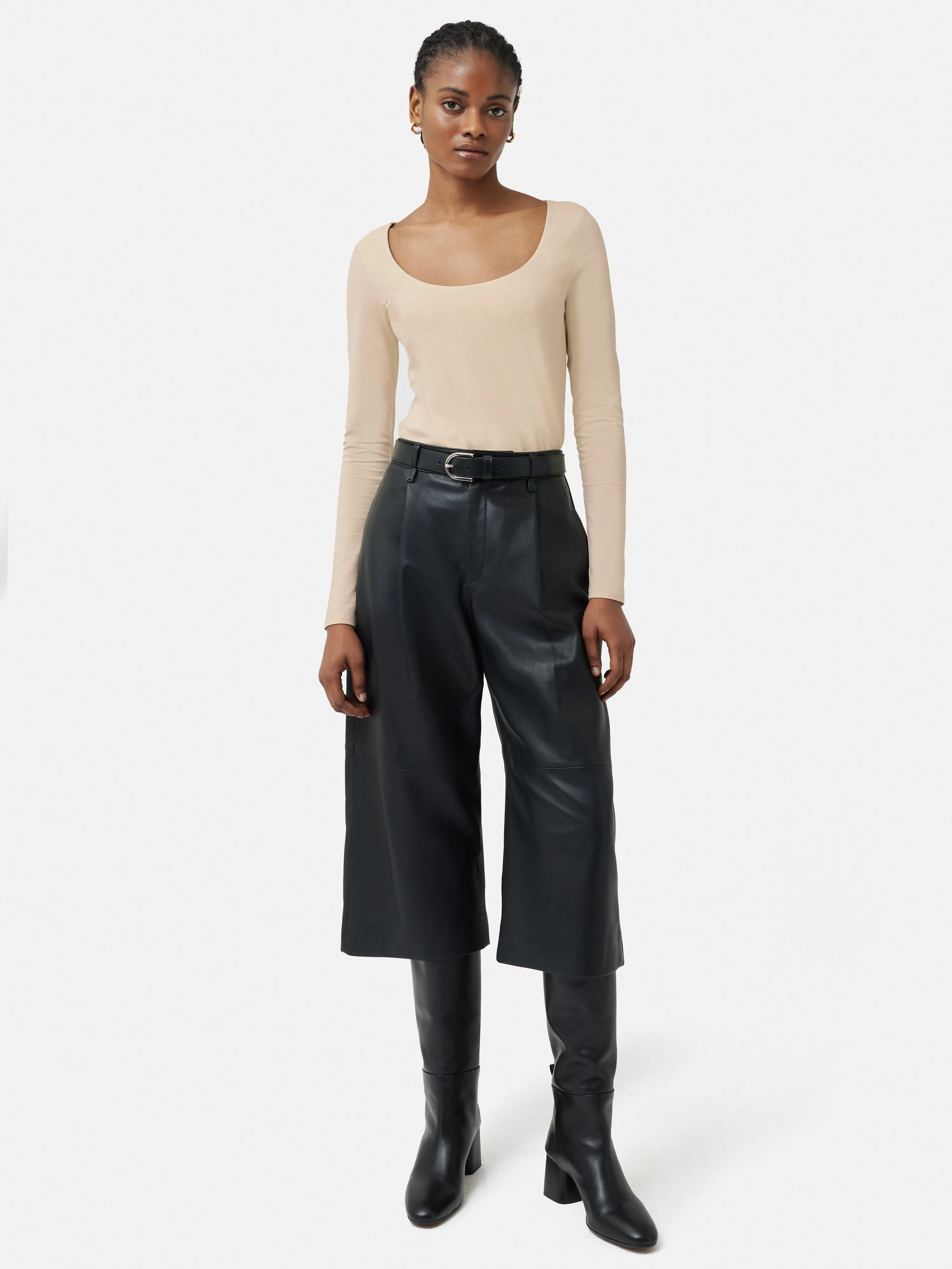 Double Front Ballet Neck Top | Pale Sand sold by Jigsaw product image thumbnail 5