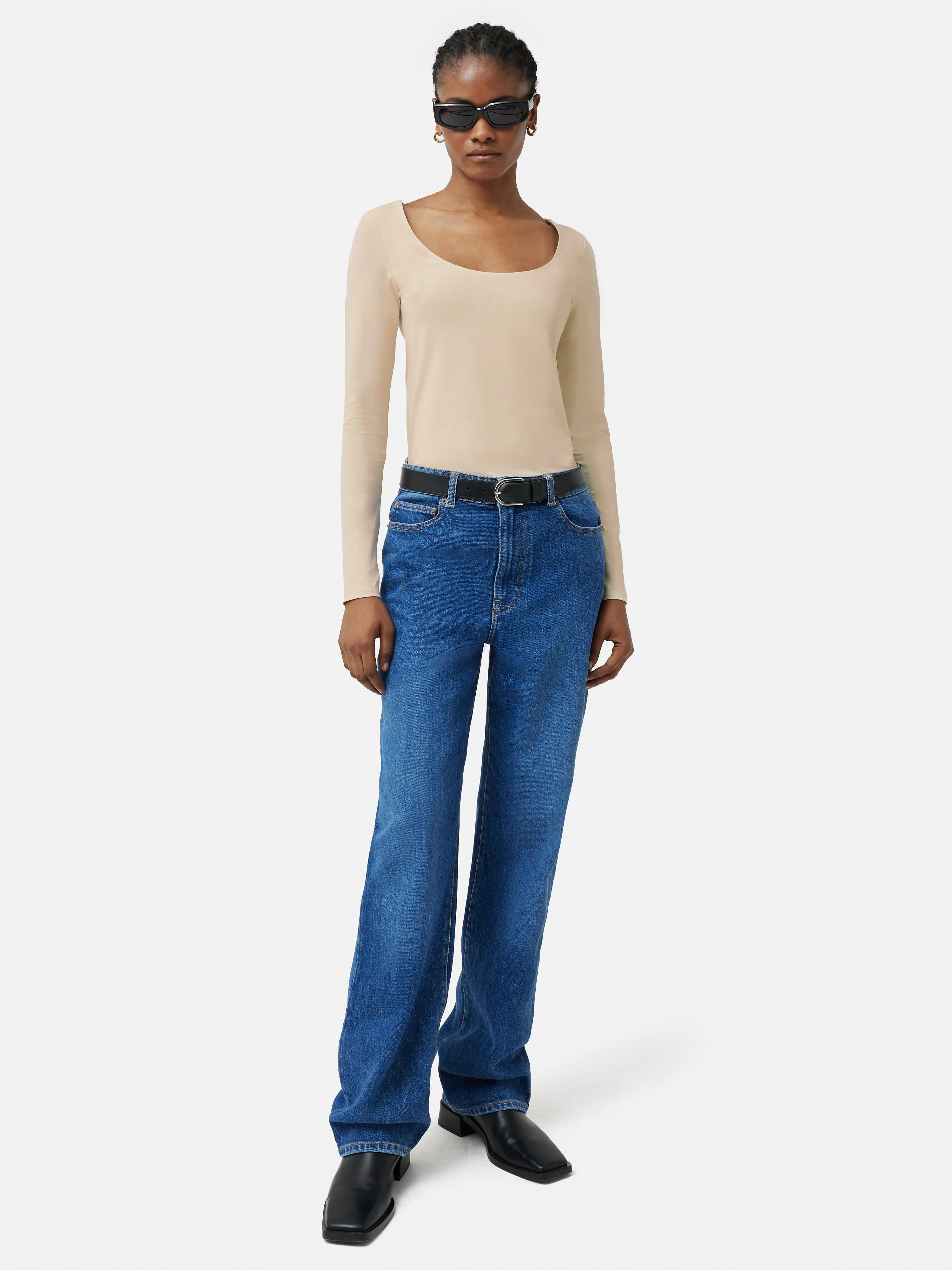 Double Front Ballet Neck Top | Pale Sand sold by Jigsaw product image thumbnail 3