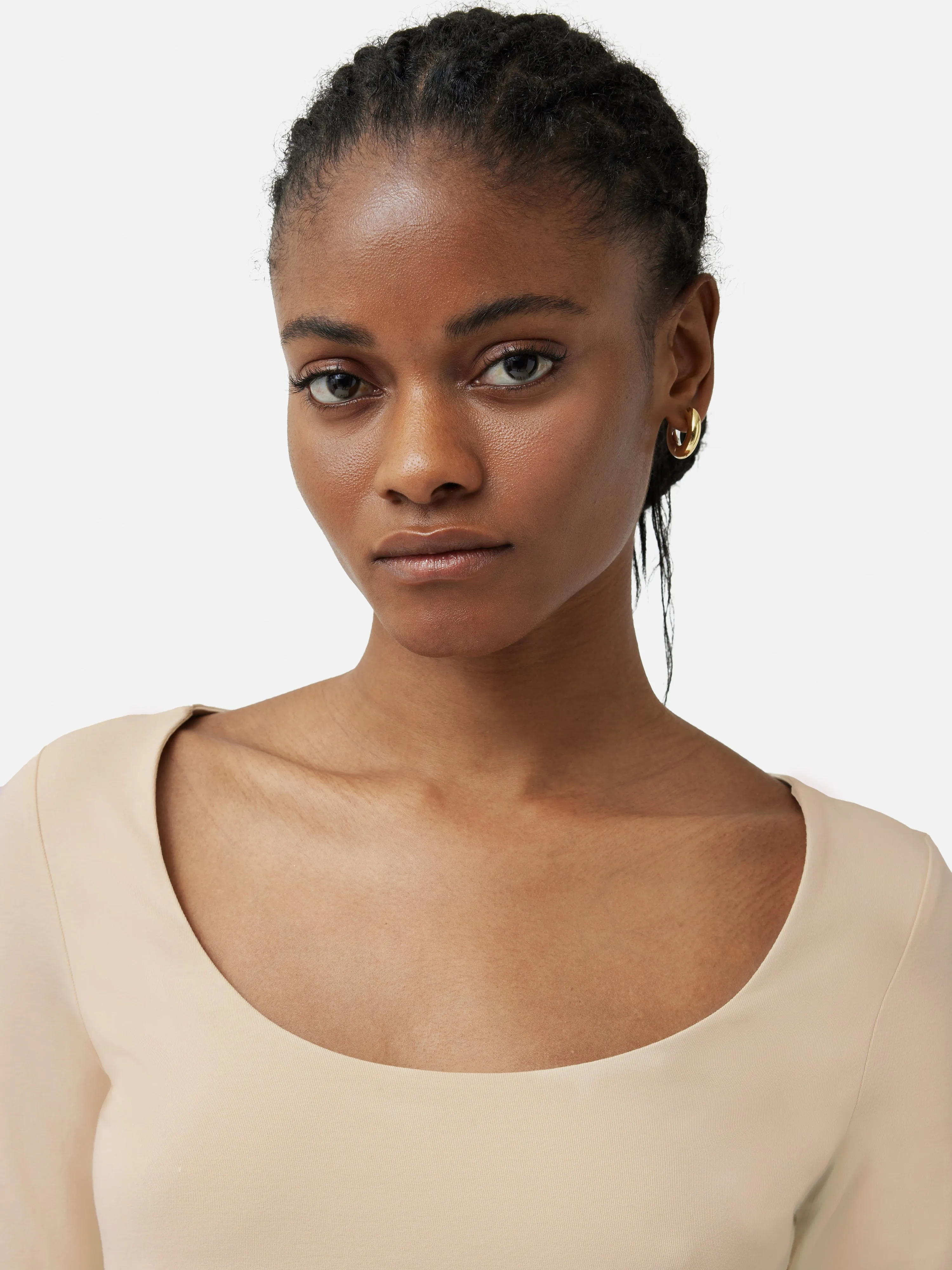 Double Front Ballet Neck Top | Pale Sand sold by Jigsaw product image thumbnail 2