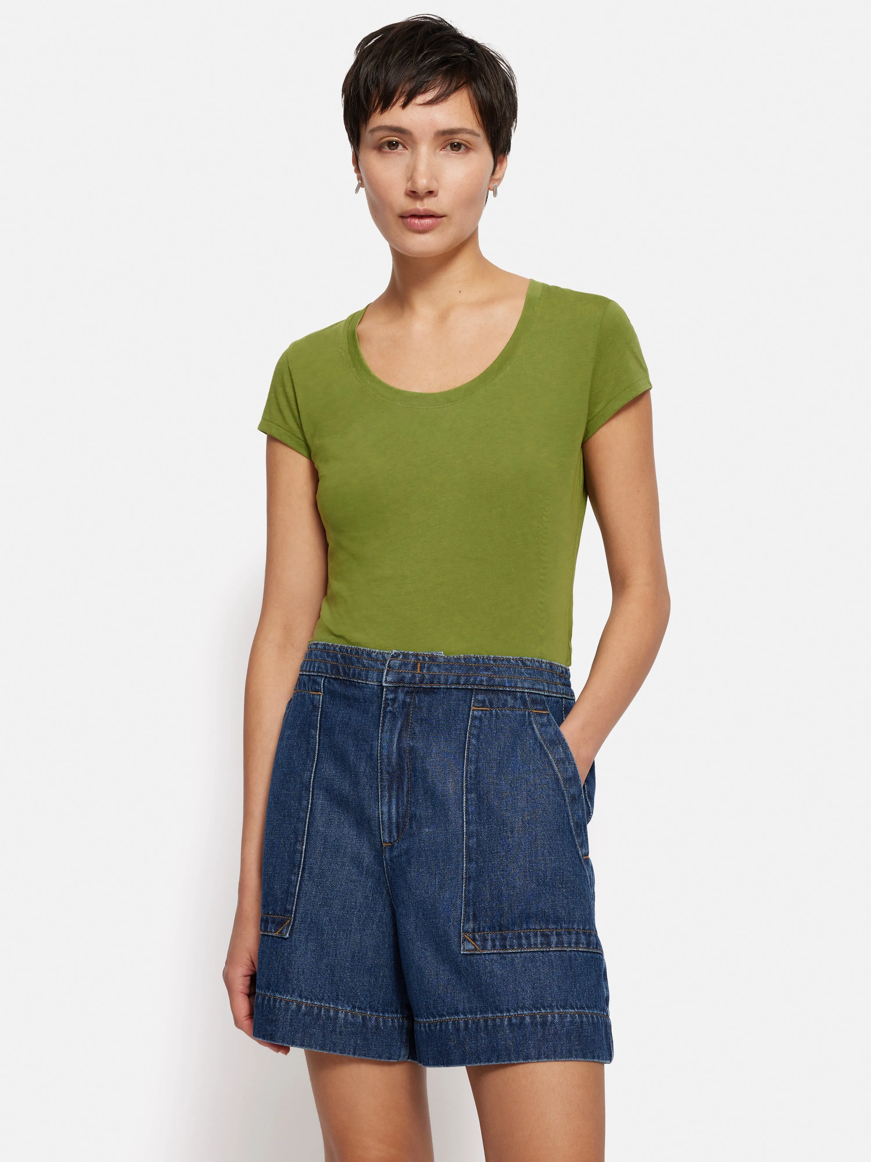 Supima Cotton Scoop Neck Tee | Yucca Green sold by Jigsaw