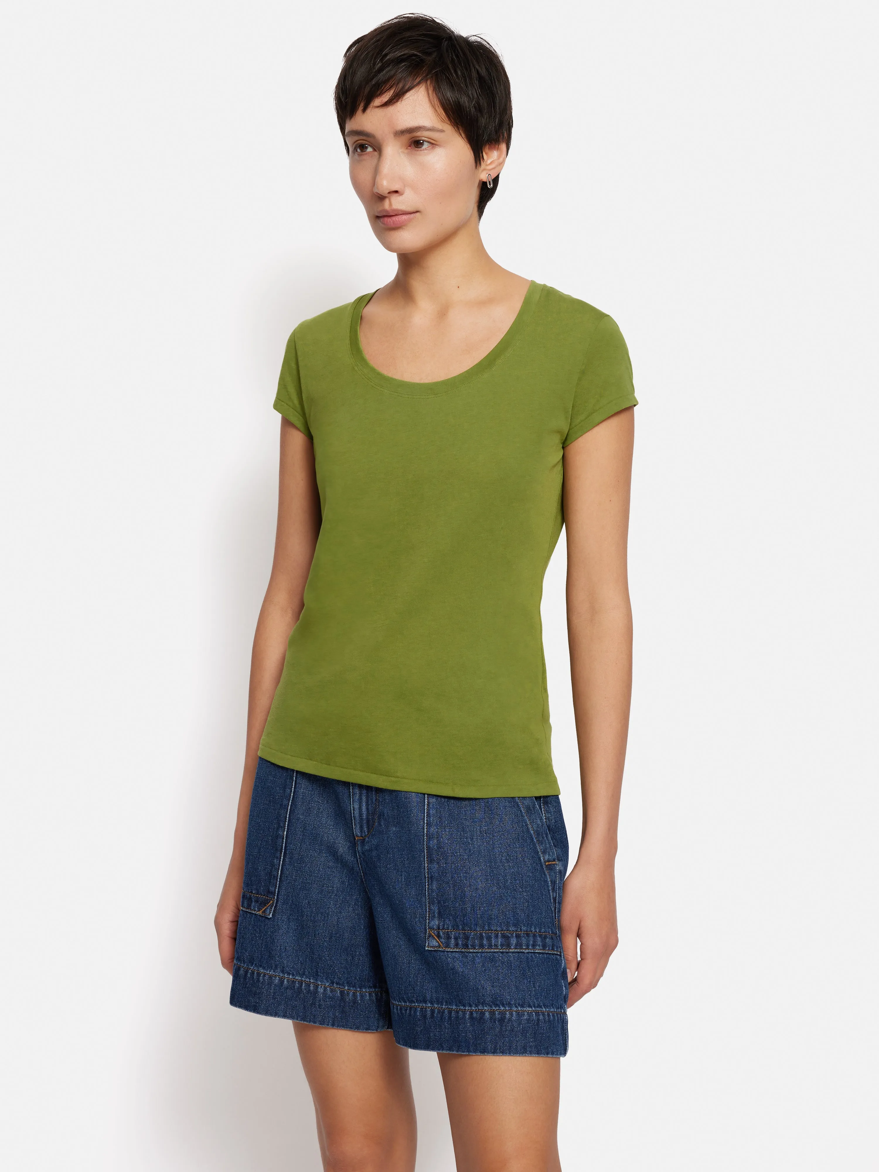 Supima Cotton Scoop Neck Tee | Yucca Green sold by Jigsaw product image thumbnail 5