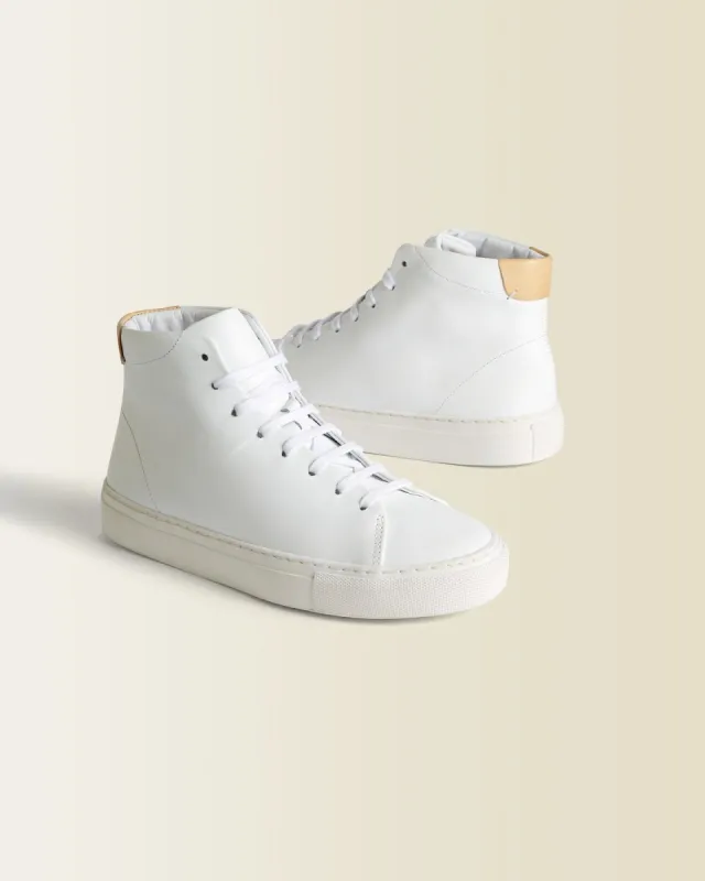 Maia Leather Hi Top Trainer | White sold by Jigsaw