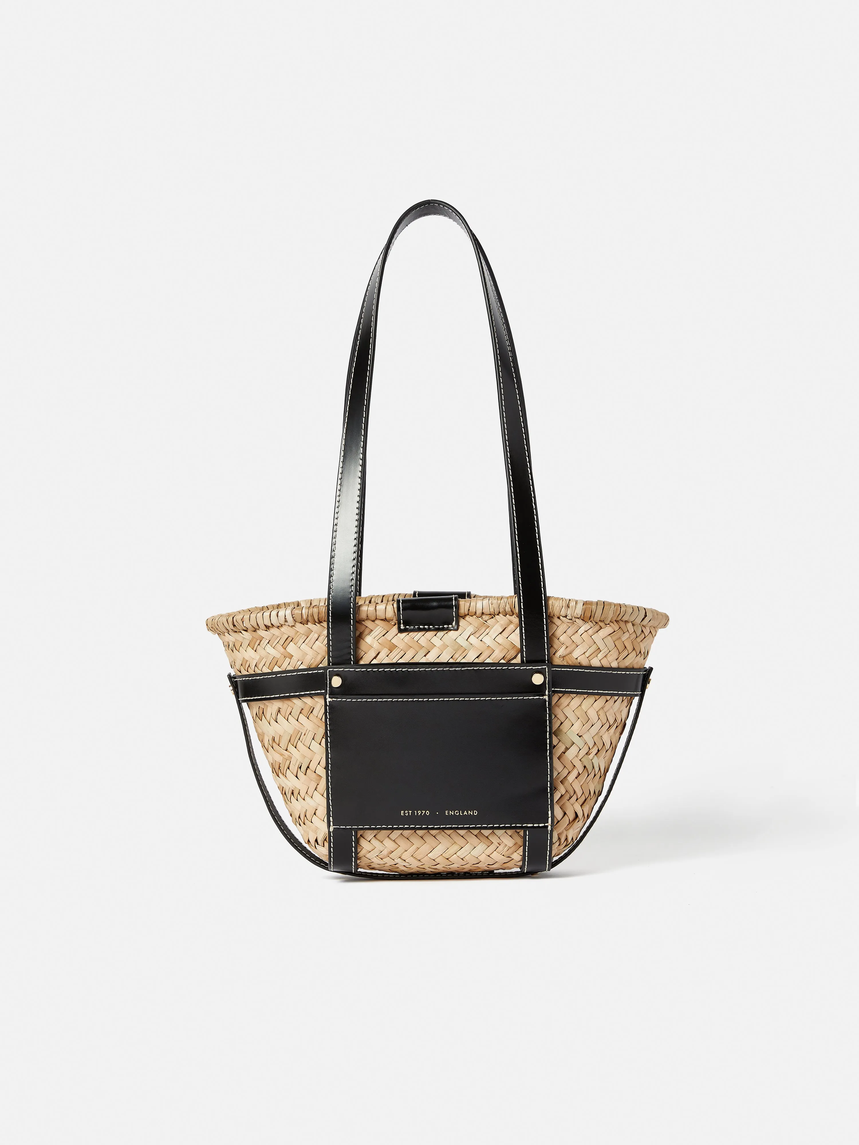 Mini Broadwell Straw Bag | Black sold by Jigsaw