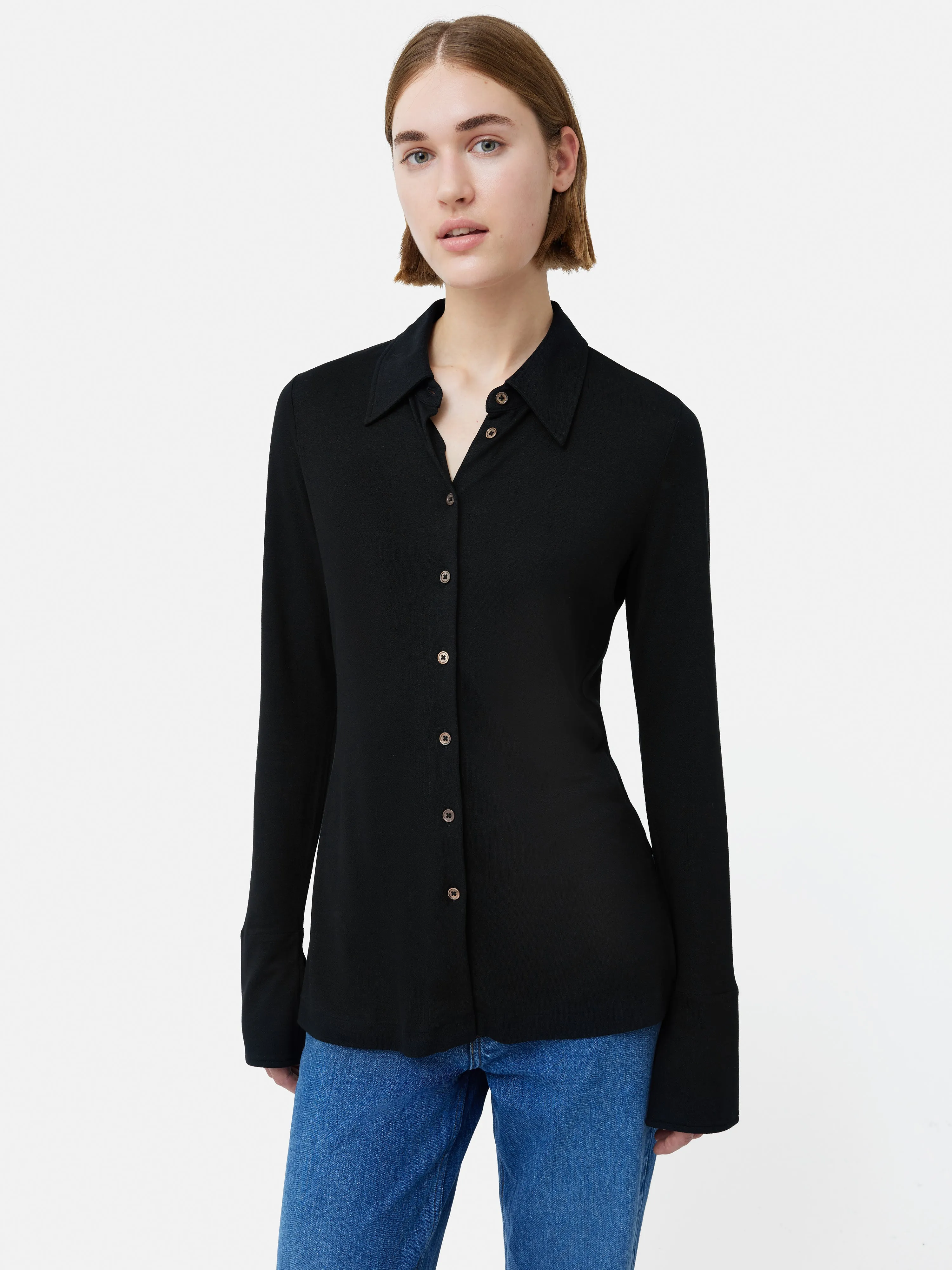 Crepe Jersey Shirt | Black sold by Jigsaw