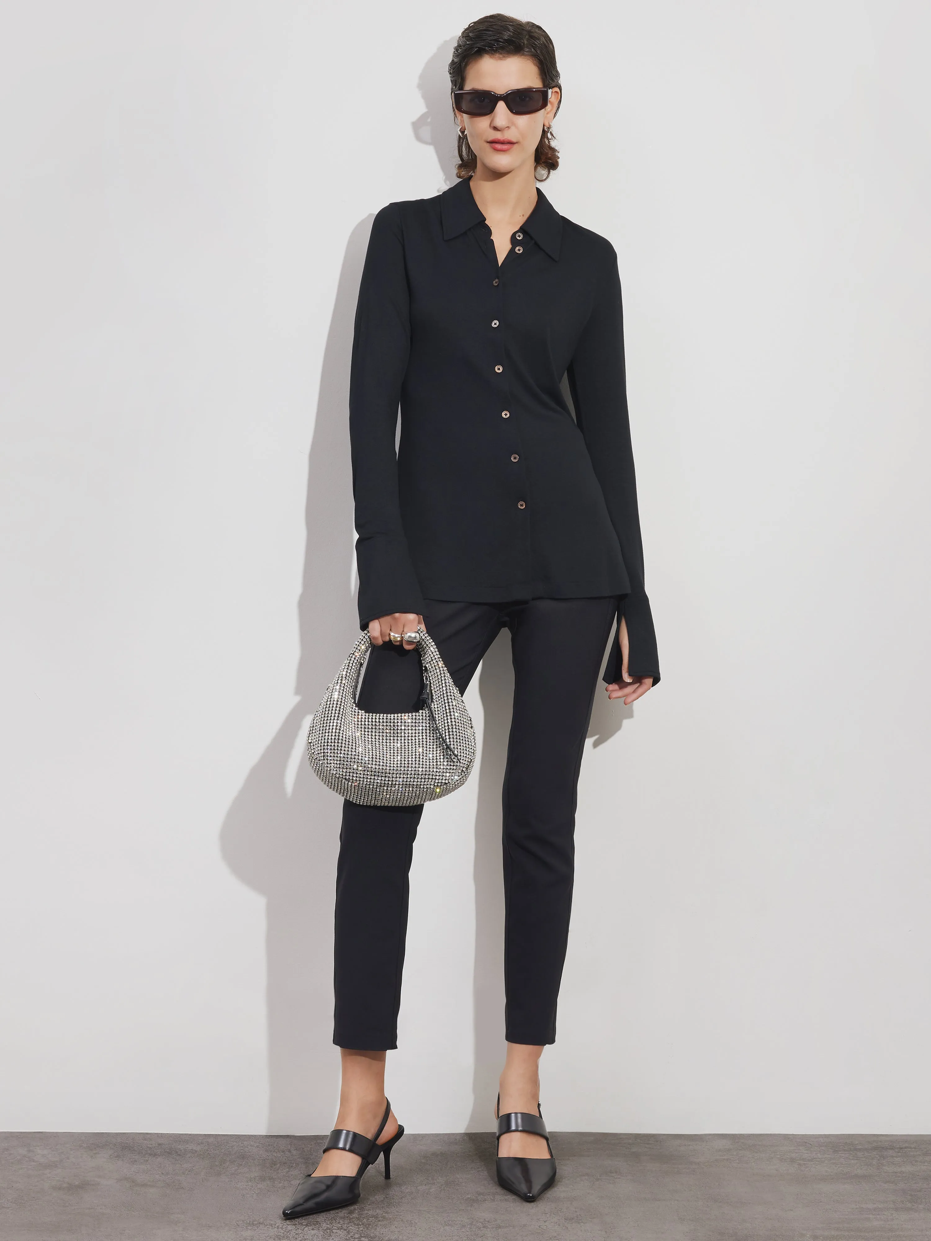 Crepe Jersey Shirt | Black sold by Jigsaw product image thumbnail 2