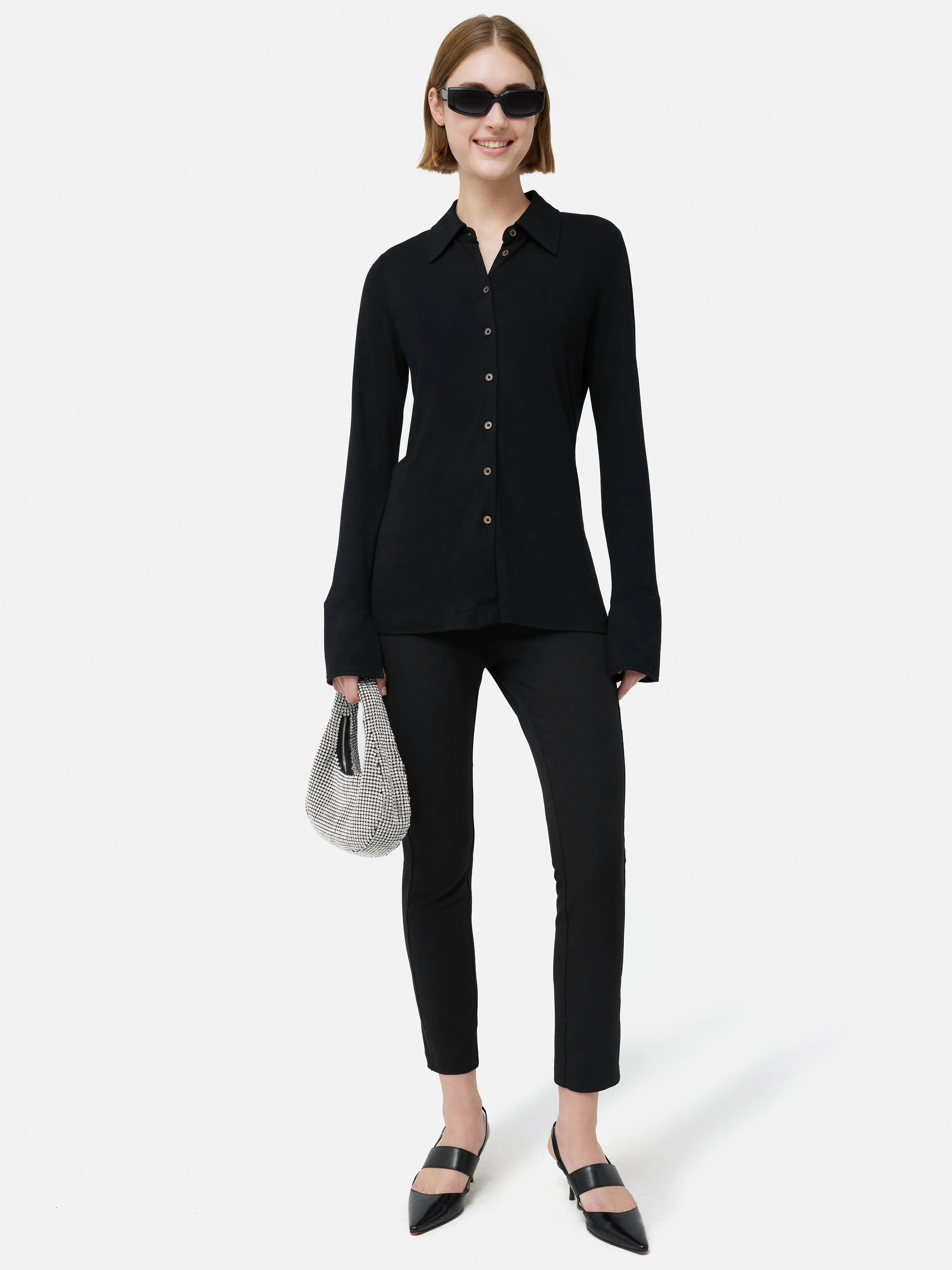 Crepe Jersey Shirt | Black sold by Jigsaw product image thumbnail 3