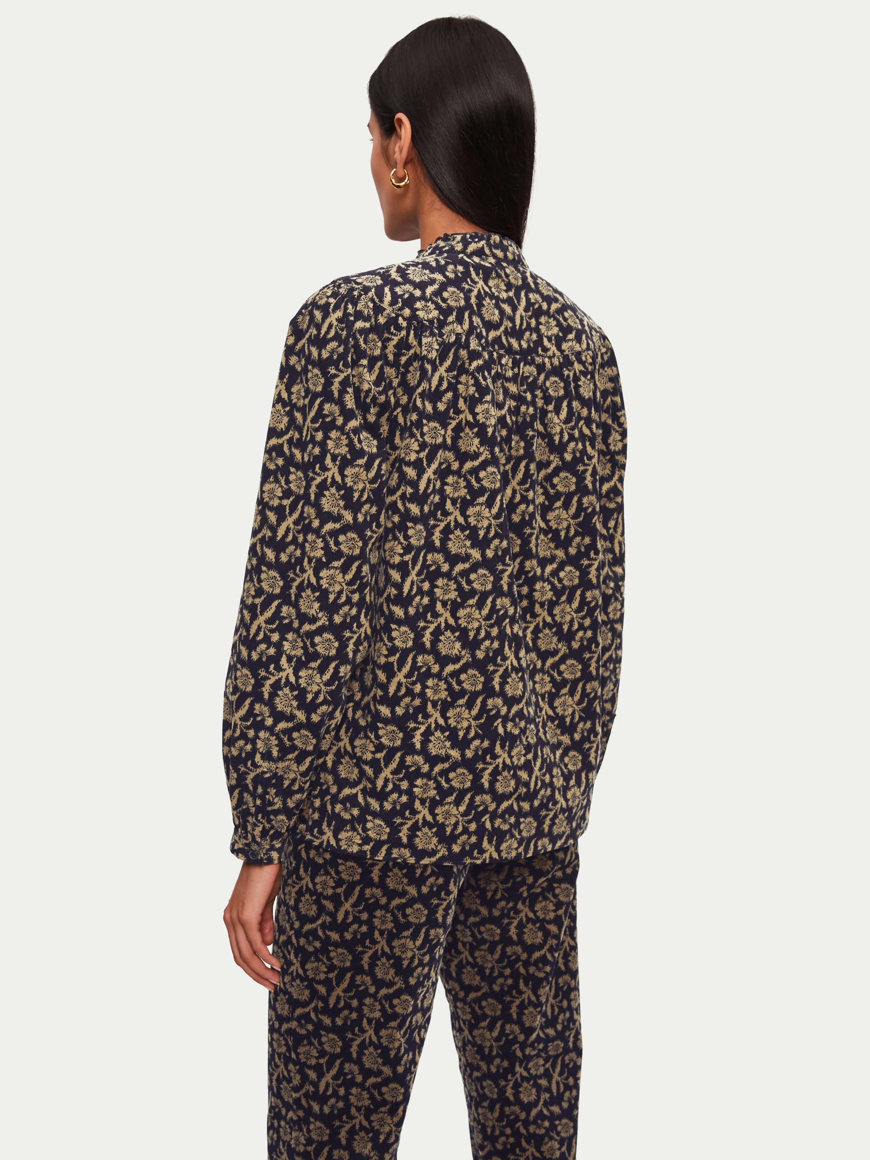 Myrtle Floral Cord Shirt | Navy sold by Jigsaw product image thumbnail 4