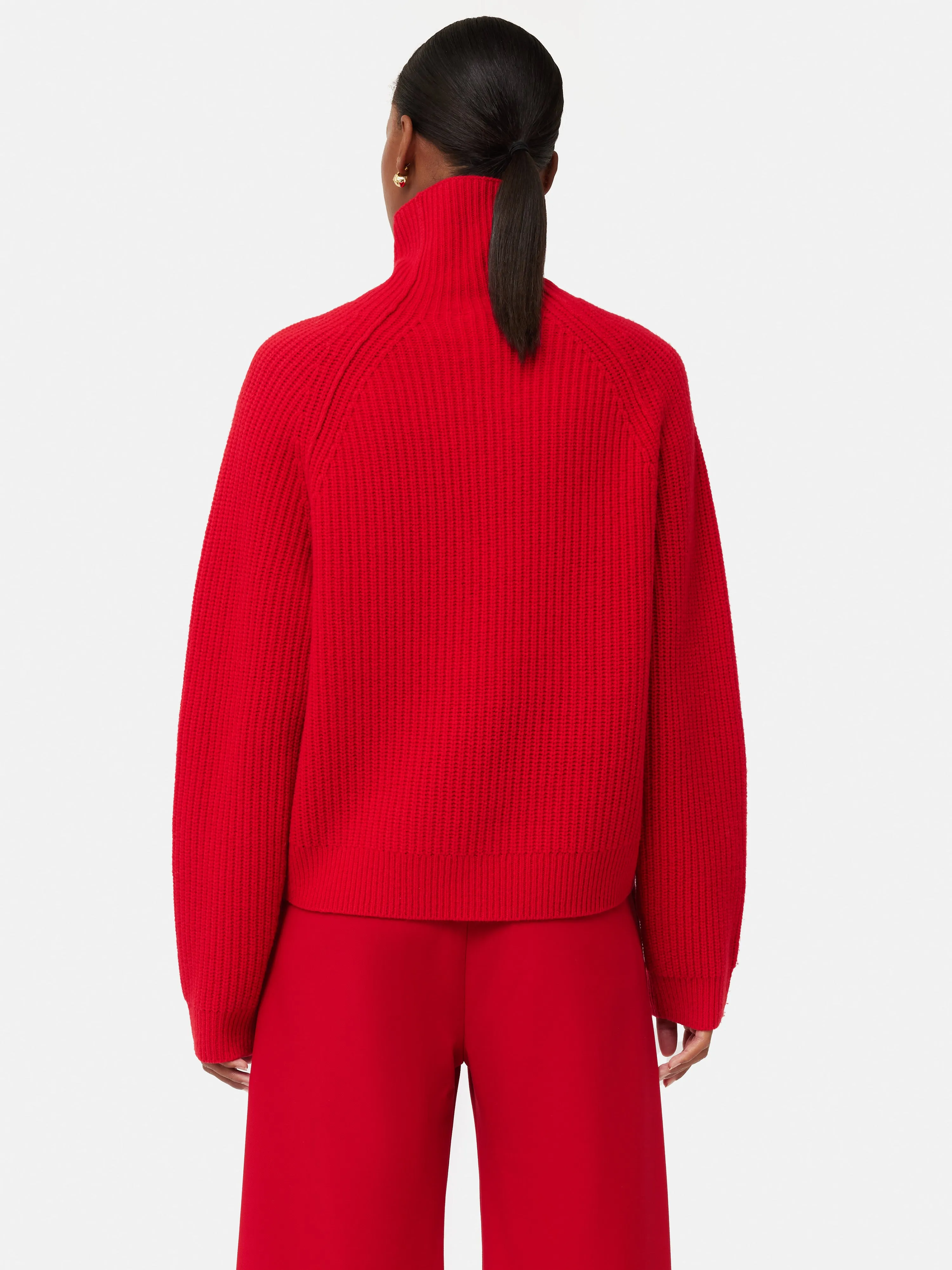 Merino Fishermans Rib Jumper | Red sold by Jigsaw product image thumbnail 5