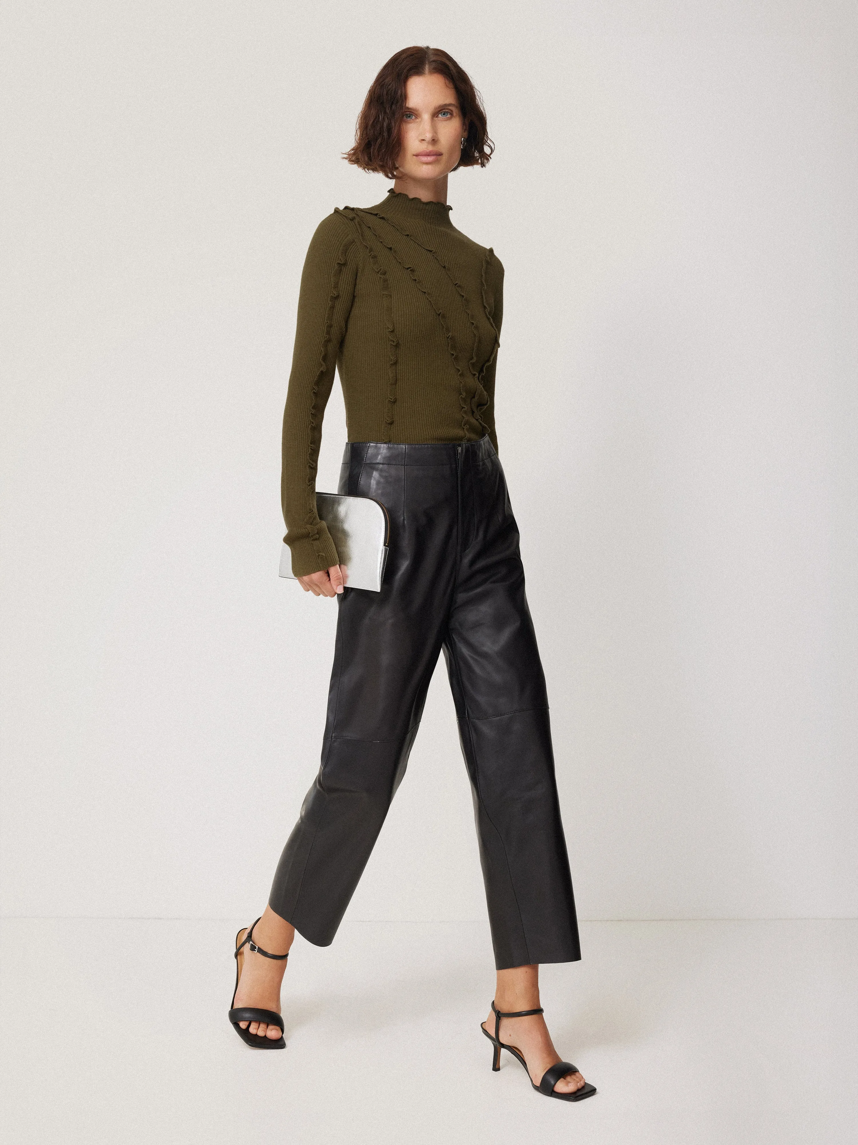 Ruffle Detail Jumper | Khaki sold by Jigsaw product image thumbnail 2