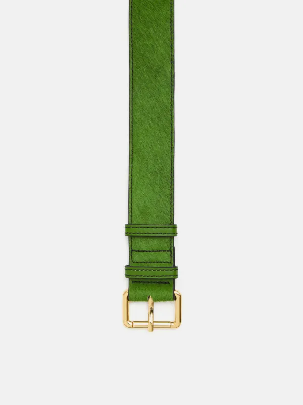 Calf Hair Jean Belt | Green sold by Jigsaw