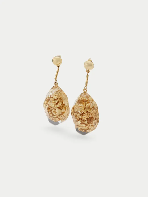 Crushed Gold Resin Earring | Gold sold by Jigsaw