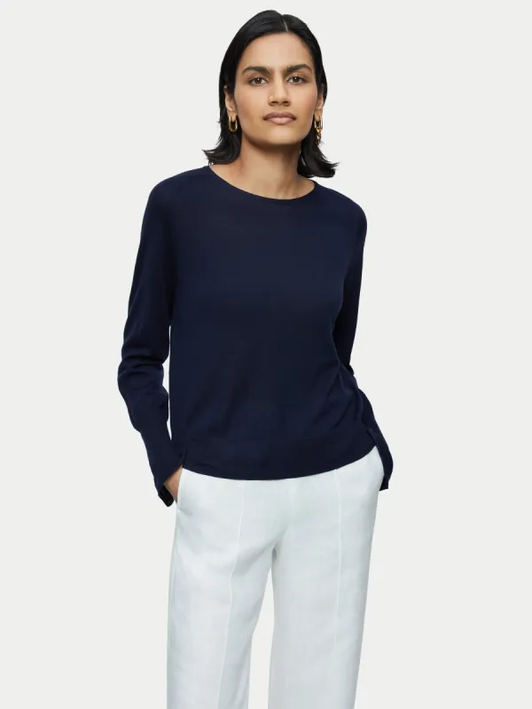 Merino Crew Neck Jumper | Navy sold by Jigsaw