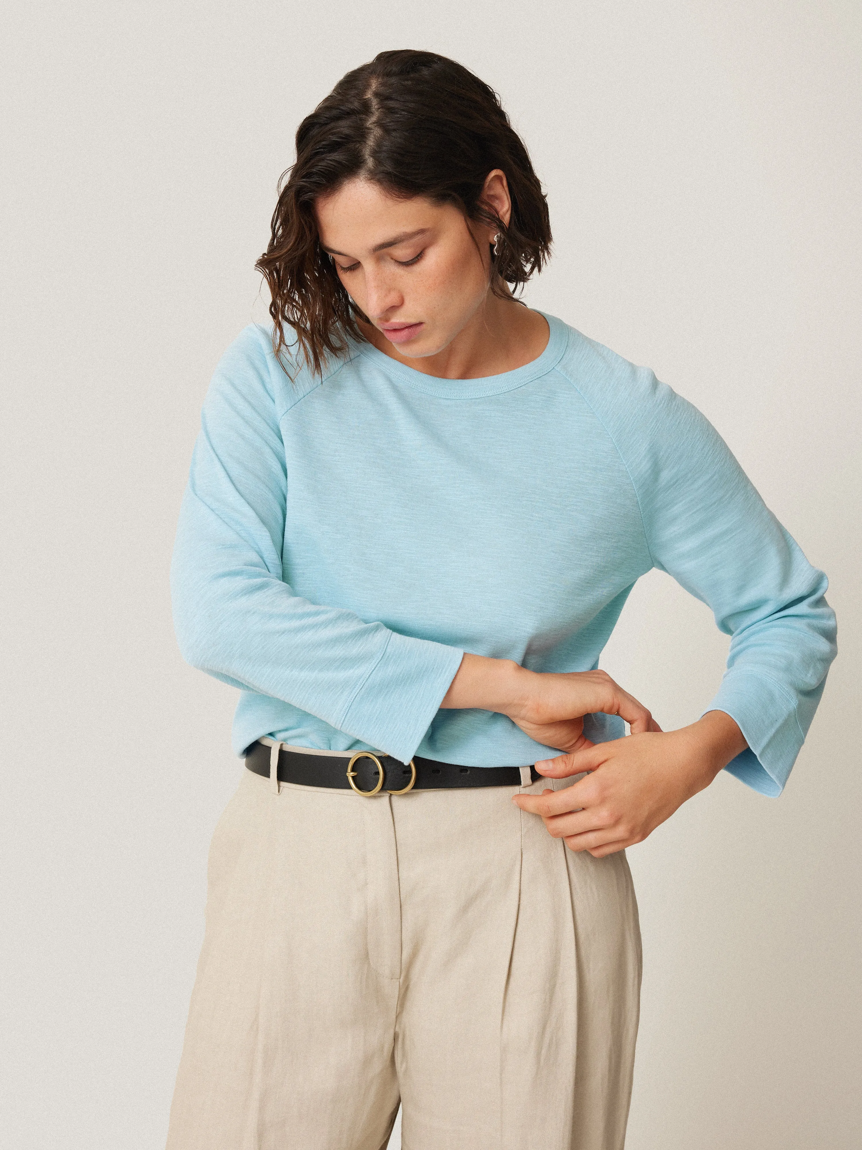 Cotton Luxe Raglan Tee | Cool Blue sold by Jigsaw