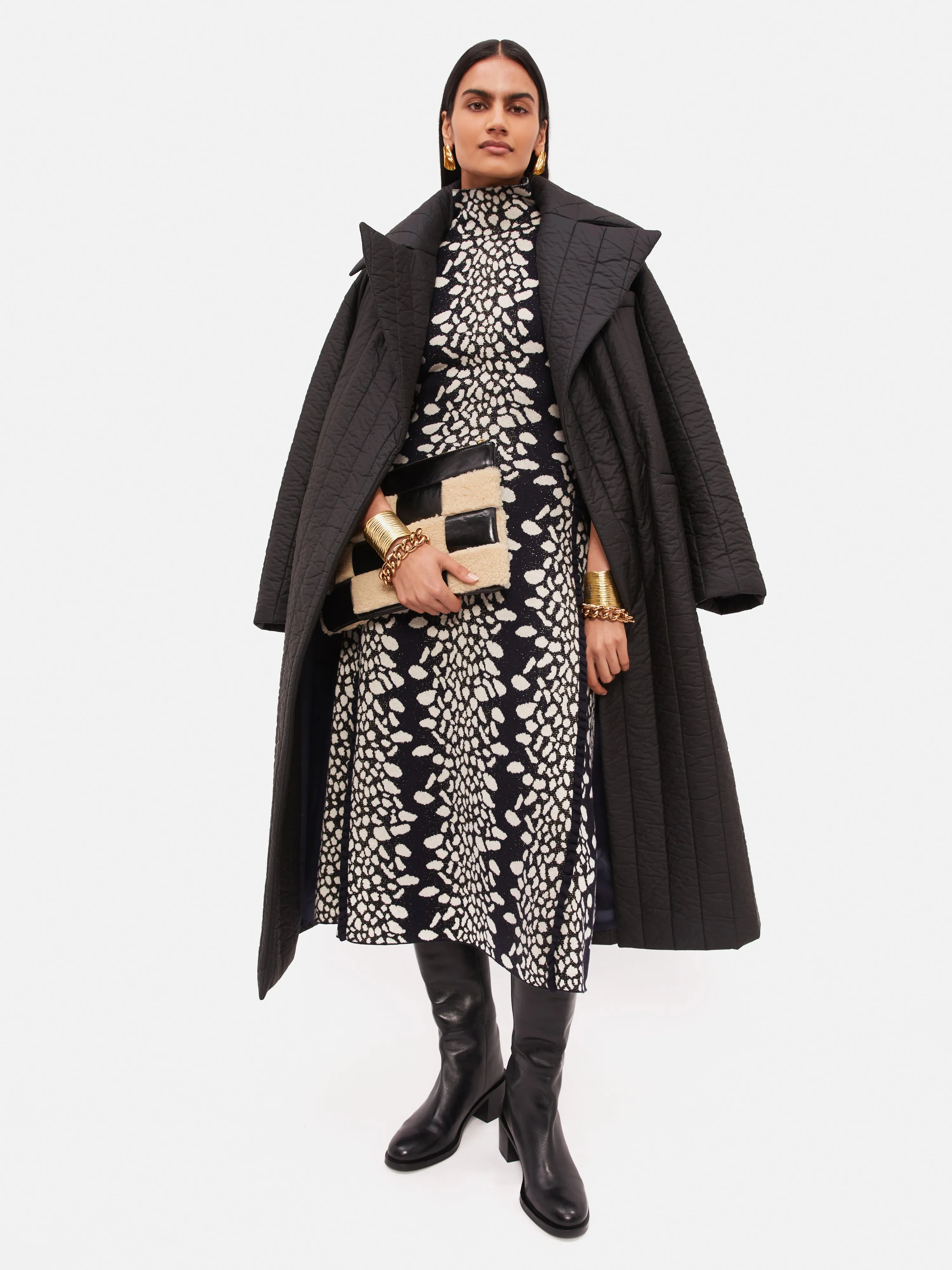 Leopard Jacquard Knitted Dress | Navy sold by Jigsaw