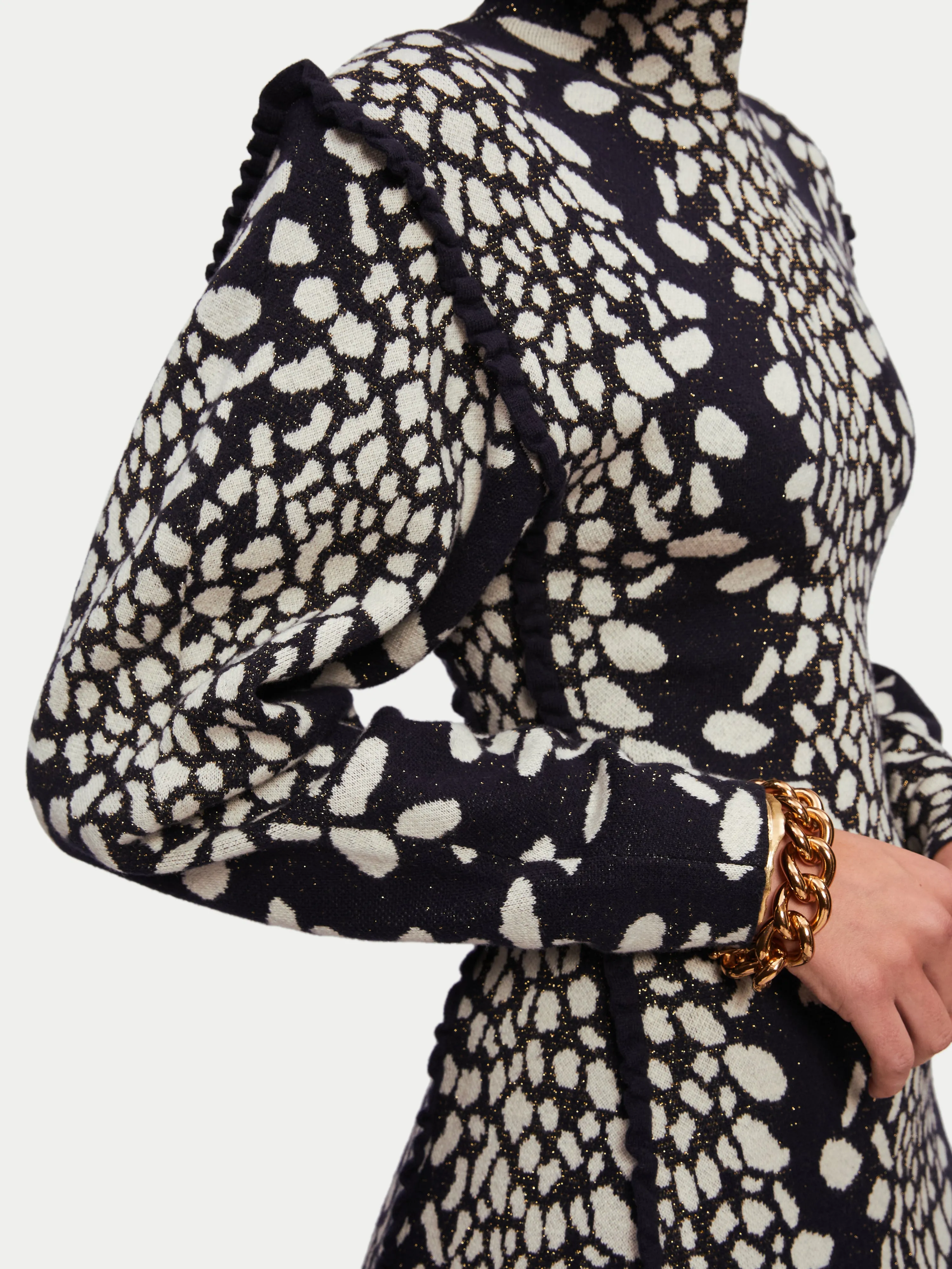 Leopard Jacquard Knitted Dress | Navy sold by Jigsaw product image thumbnail 4