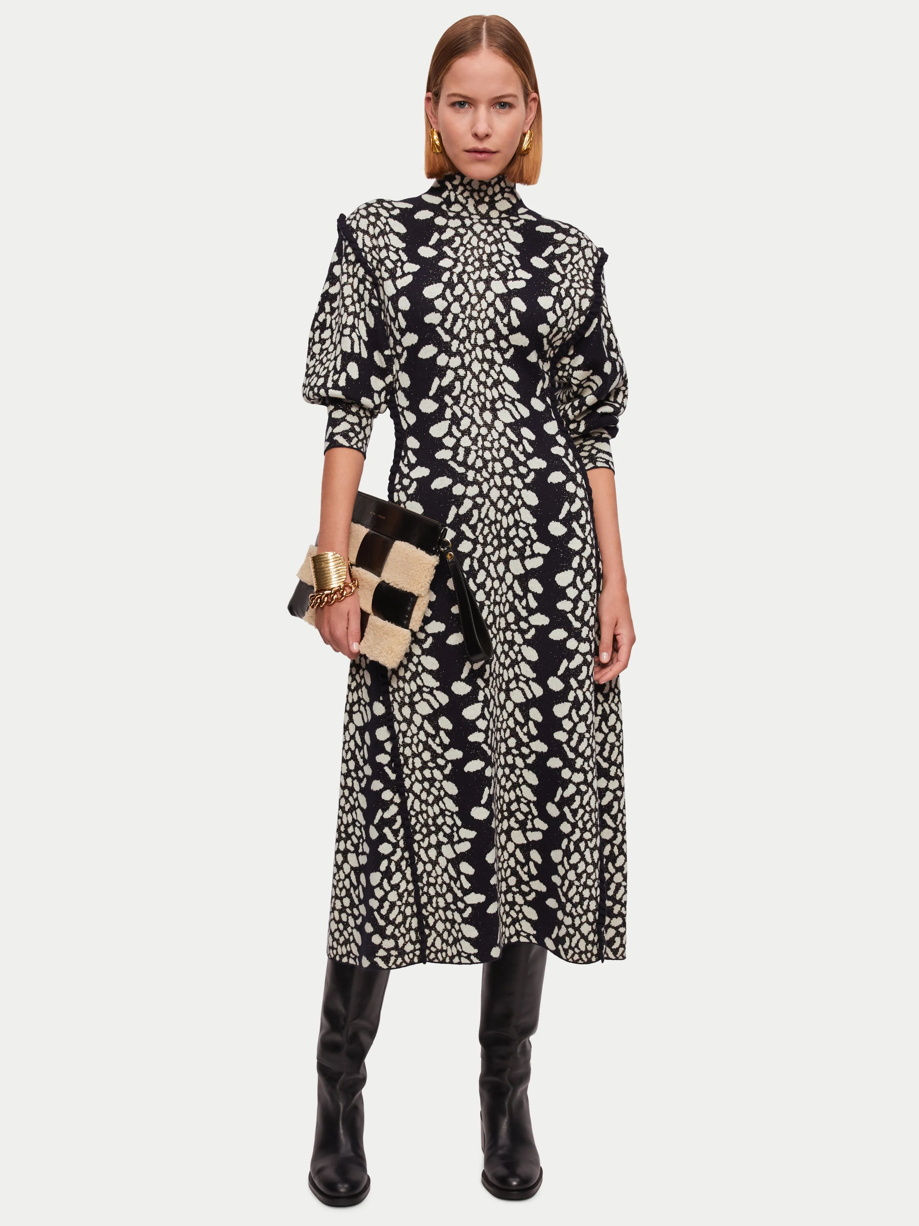 Leopard Jacquard Knitted Dress | Navy sold by Jigsaw product image thumbnail 3