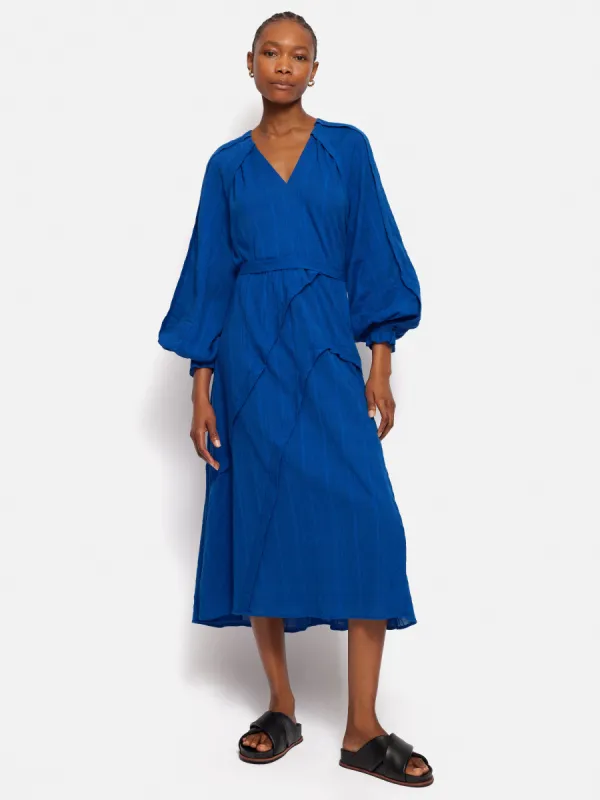 Textured Cotton Belted Dress | Blue sold by Jigsaw
