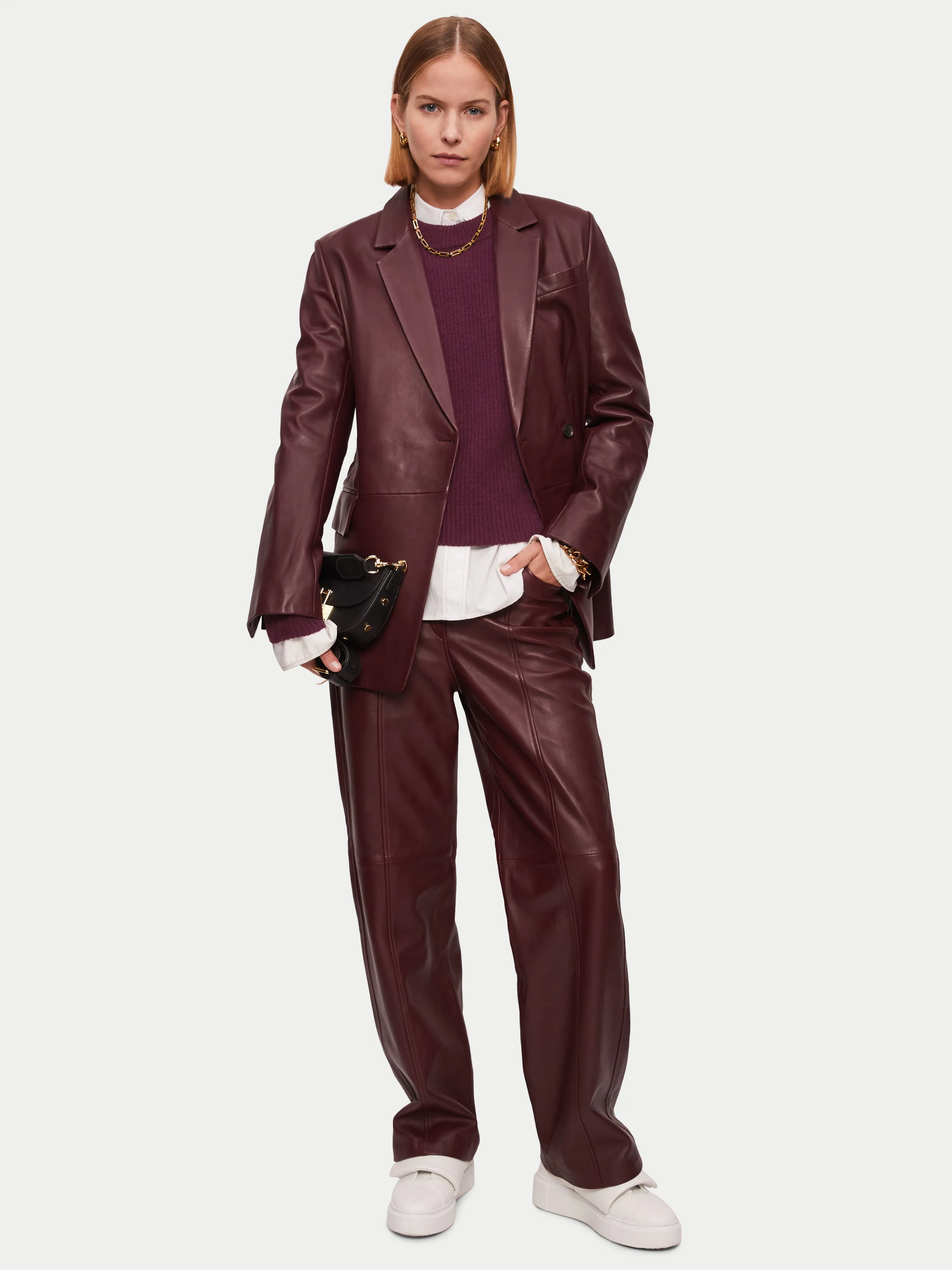 Wool Sculpted Sleeve Jumper | Burgundy sold by Jigsaw product image thumbnail 4