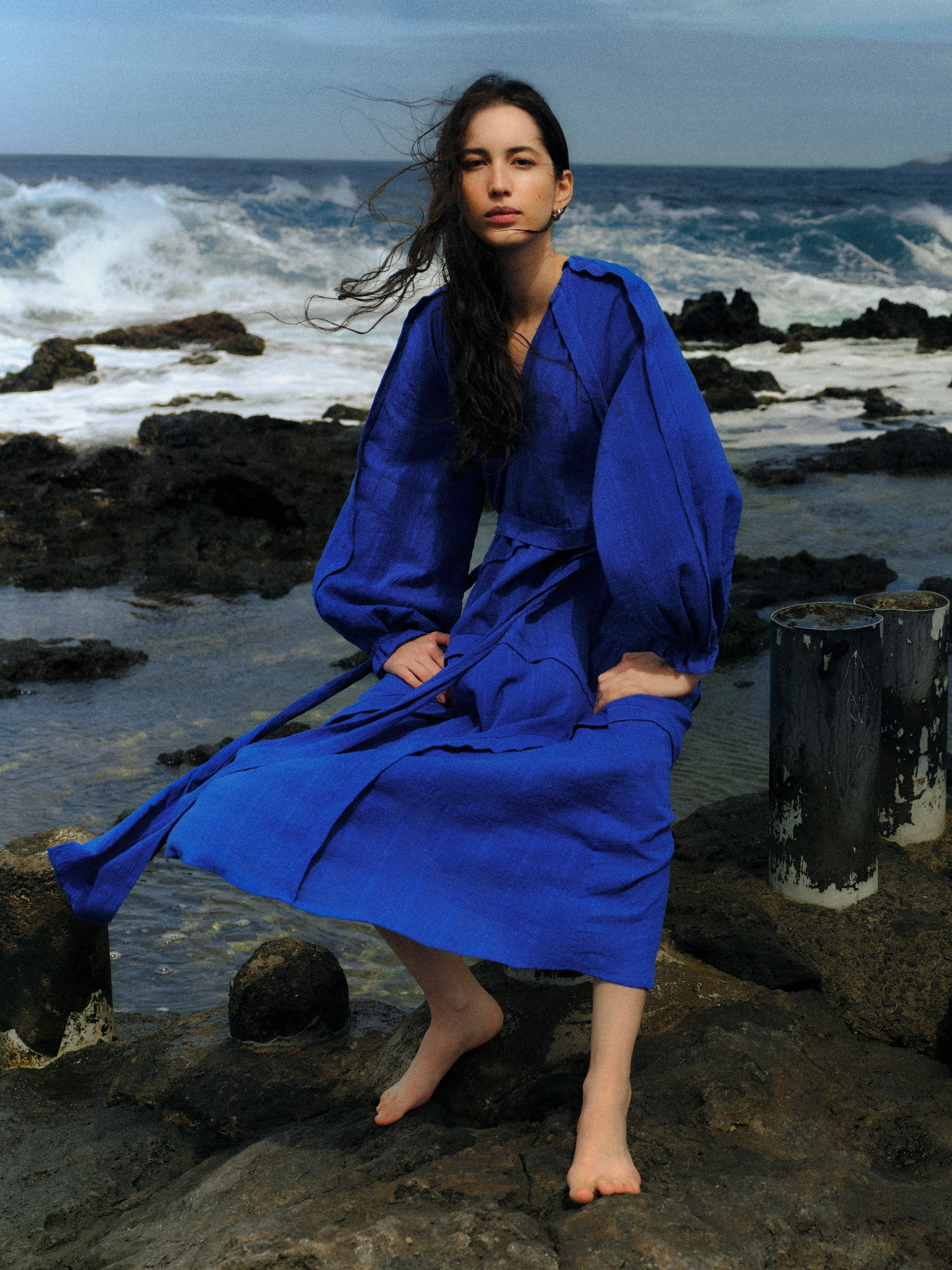 Textured Cotton Belted Dress | Blue sold by Jigsaw product image thumbnail 2