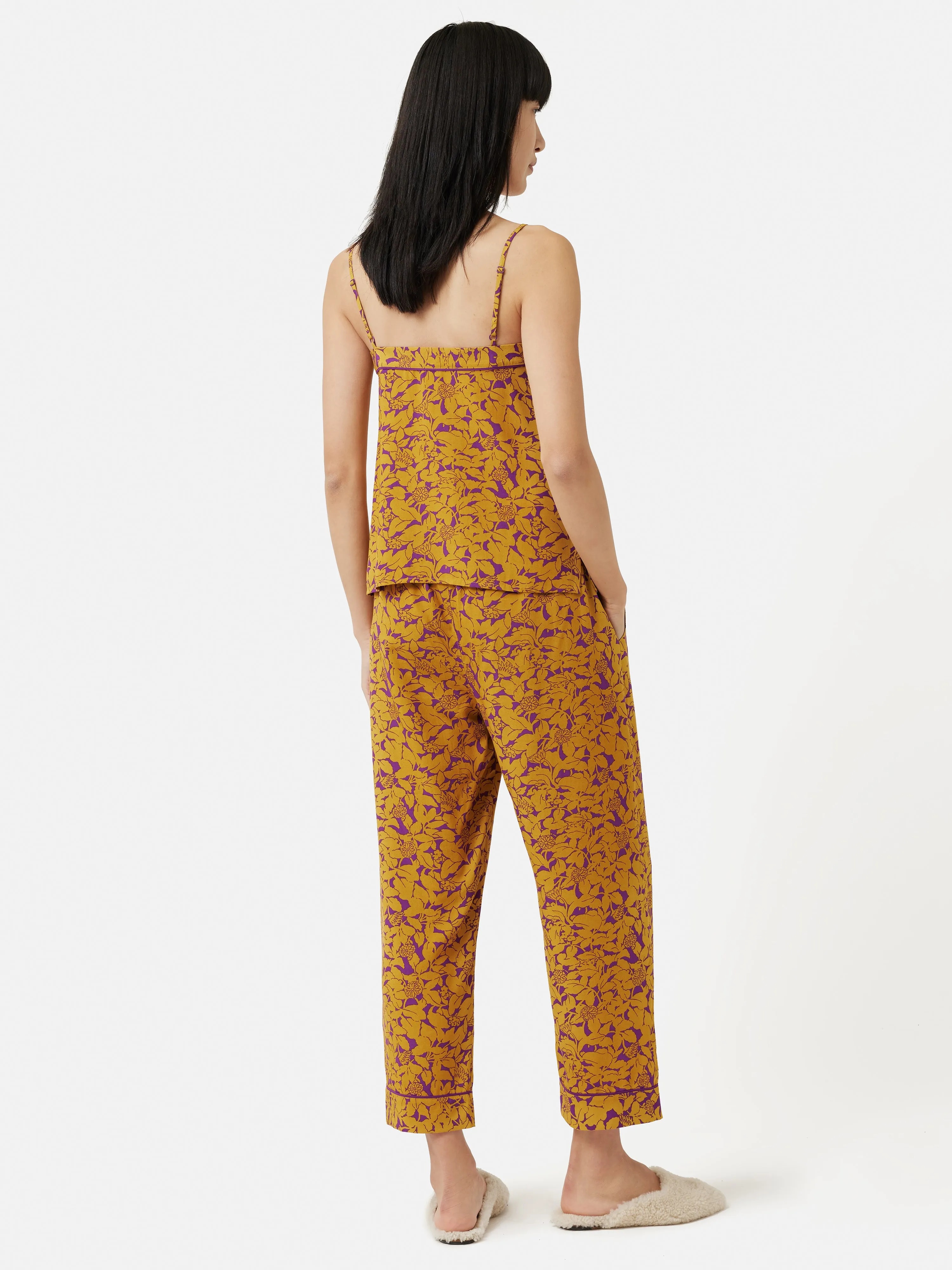 Shadow Leaf Cropped Cami Pyjamas | Yellow sold by Jigsaw product image thumbnail 5